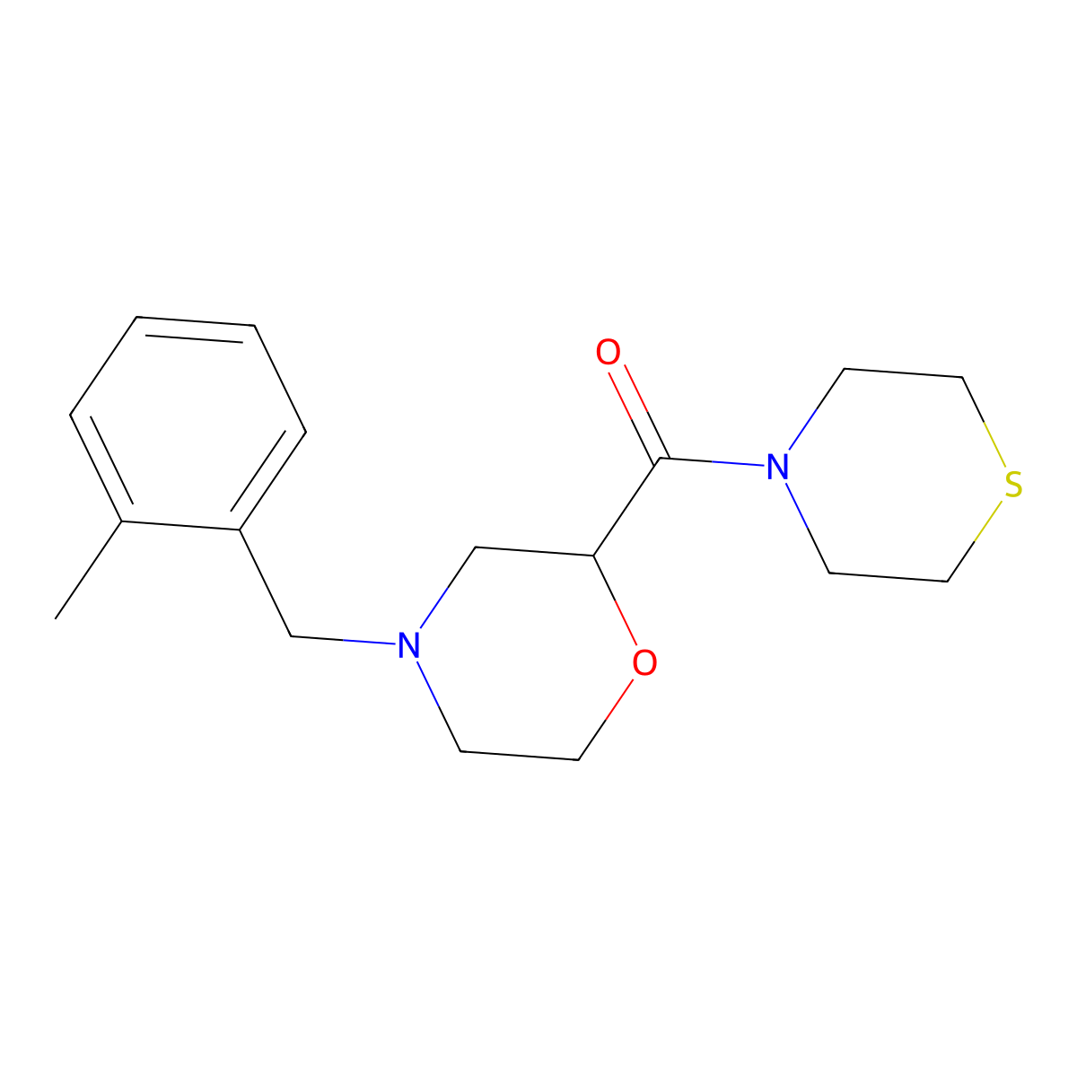 4-[(2-Methylphenyl)methyl]-2-(thiomorpholine-4-carbonyl)morpholine molecular structure, CAS 2415530-62-8