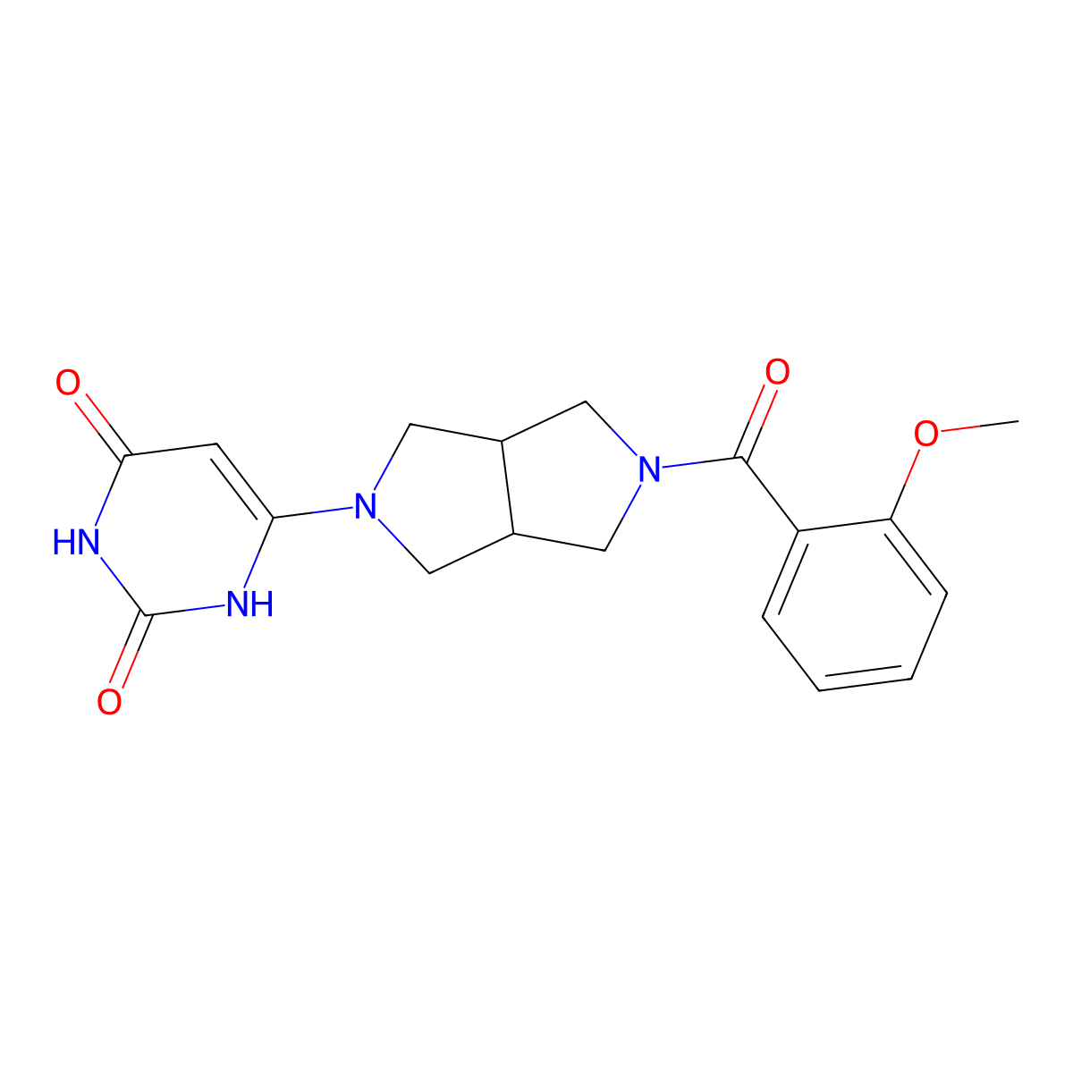 6-[5-(2-Methoxybenzoyl)-octahydropyrrolo[3,4-c]pyrrol-2-yl]-1,2,3,4-tetrahydropyrimidine-2,4-dione molecular structure, CAS 2415530-69-5