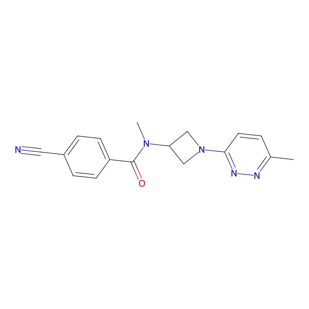 4-cyano-N-methyl-N-[1-(6-methylpyridazin-3-yl)azetidin-3-yl]benzamide molecular structure, CAS 2415530-71-9