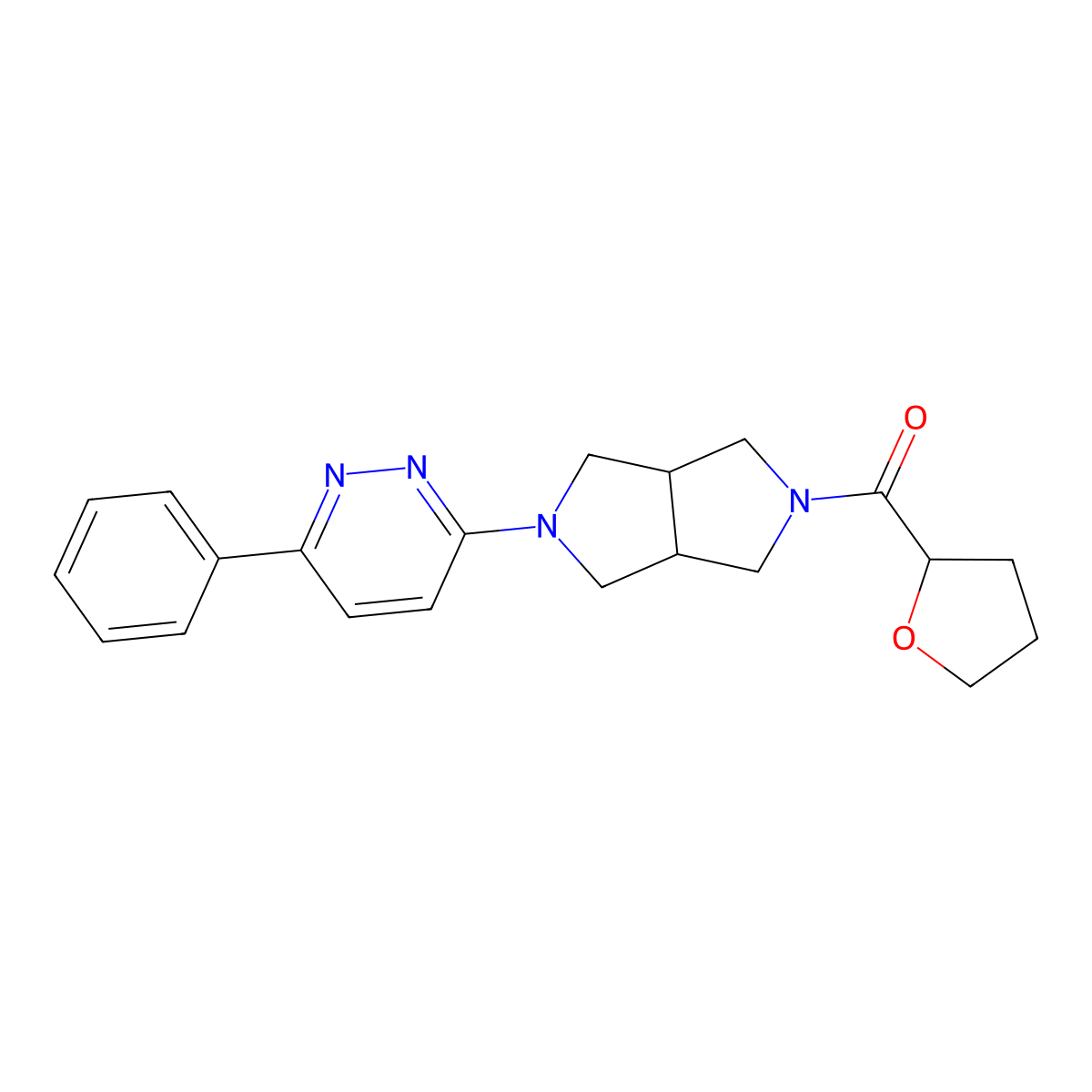 3-[5-(Oxolane-2-carbonyl)-octahydropyrrolo[3,4-c]pyrrol-2-yl]-6-phenylpyridazine molecular structure, CAS 2415530-72-0