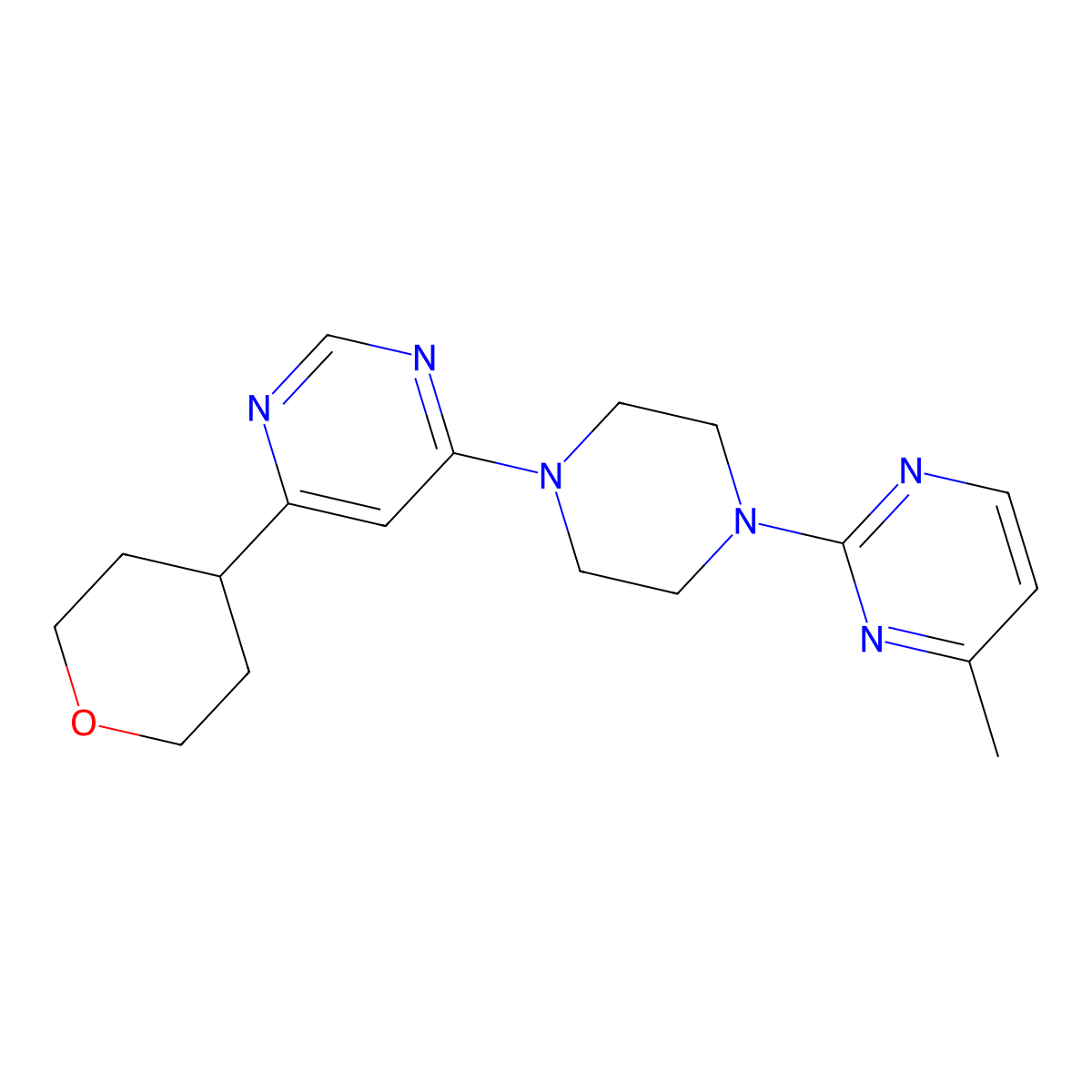 4-[4-(4-Methylpyrimidin-2-yl)piperazin-1-yl]-6-(oxan-4-yl)pyrimidine molecular structure, CAS 2415530-73-1