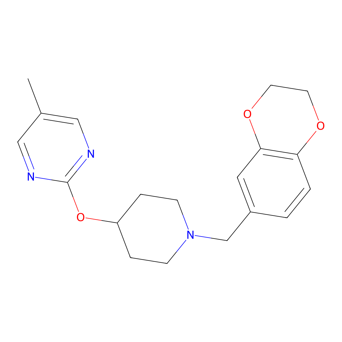 2-({1-[(2,3-Dihydro-1,4-benzodioxin-6-yl)methyl]piperidin-4-yl}oxy)-5-methylpyrimidine molecular structure, CAS 2415530-74-2