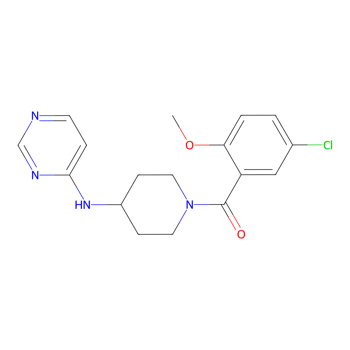 N-[1-(5-chloro-2-methoxybenzoyl)piperidin-4-yl]pyrimidin-4-amine molecular structure, CAS 2415530-78-6