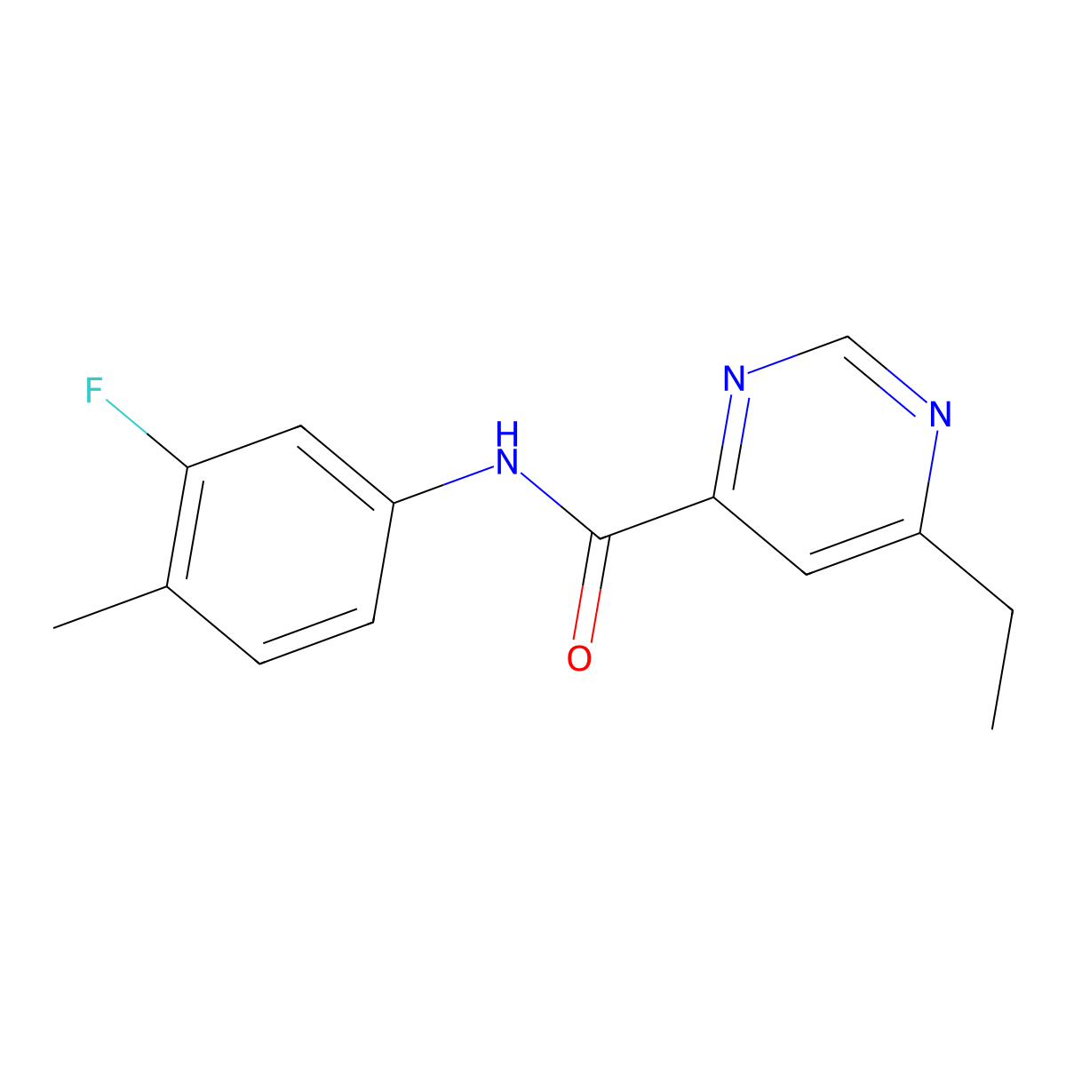 6-ethyl-N-(3-fluoro-4-methylphenyl)pyrimidine-4-carboxamide molecular structure, CAS 2415530-84-4