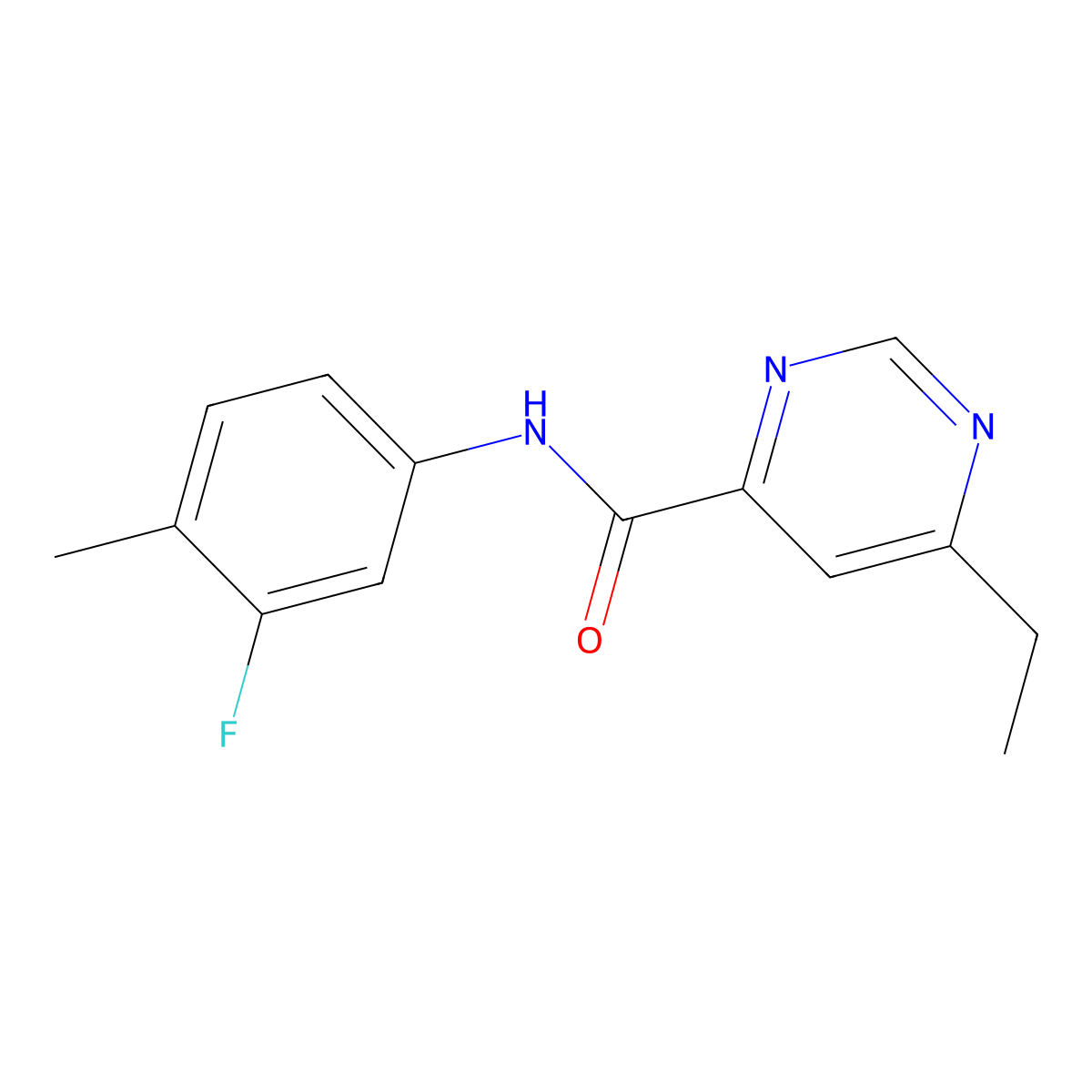 6-ethyl-N-(3-fluoro-4-methylphenyl)pyrimidine-4-carboxamide molecular structure, CAS 2415530-84-4
