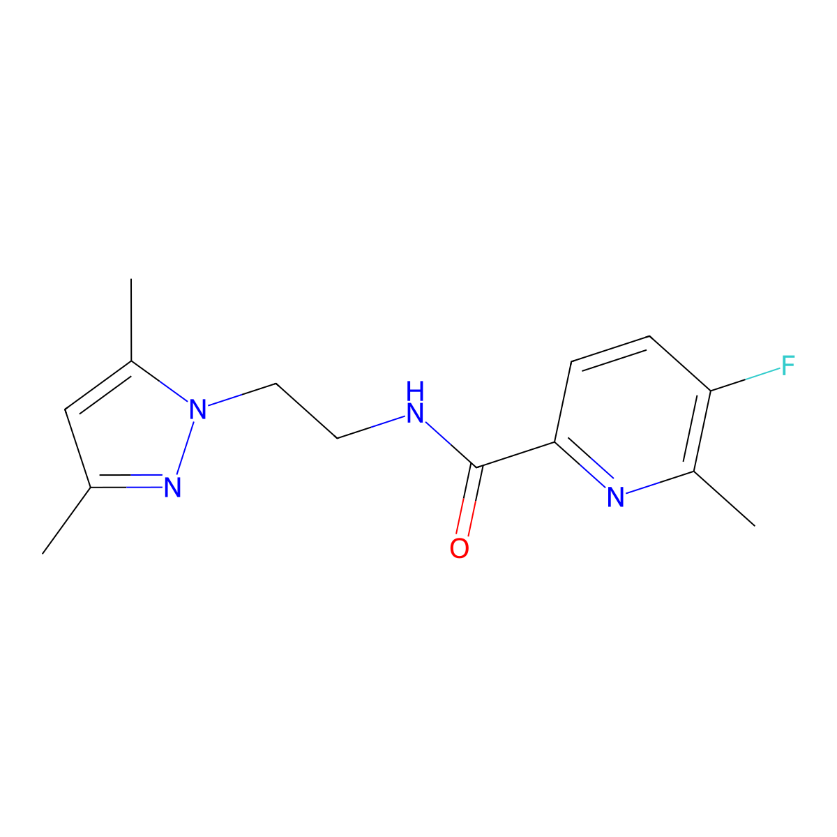 N-[2-(3,5-dimethyl-1H-pyrazol-1-yl)ethyl]-5-fluoro-6-methylpyridine-2-carboxamide molecular structure, CAS 2415530-88-8