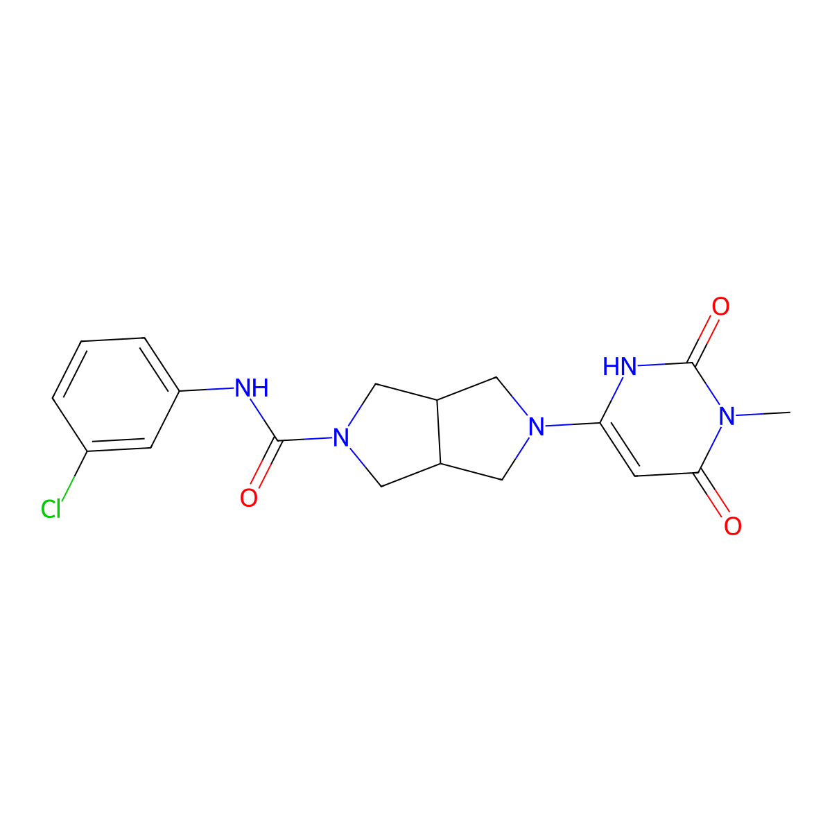 N-(3-chlorophenyl)-5-(1-methyl-2,6-dioxo-1,2,3,6-tetrahydropyrimidin-4-yl)-octahydropyrrolo[3,4-c]pyrrole-2-carboxamide molecular structure, CAS 2415530-89-9