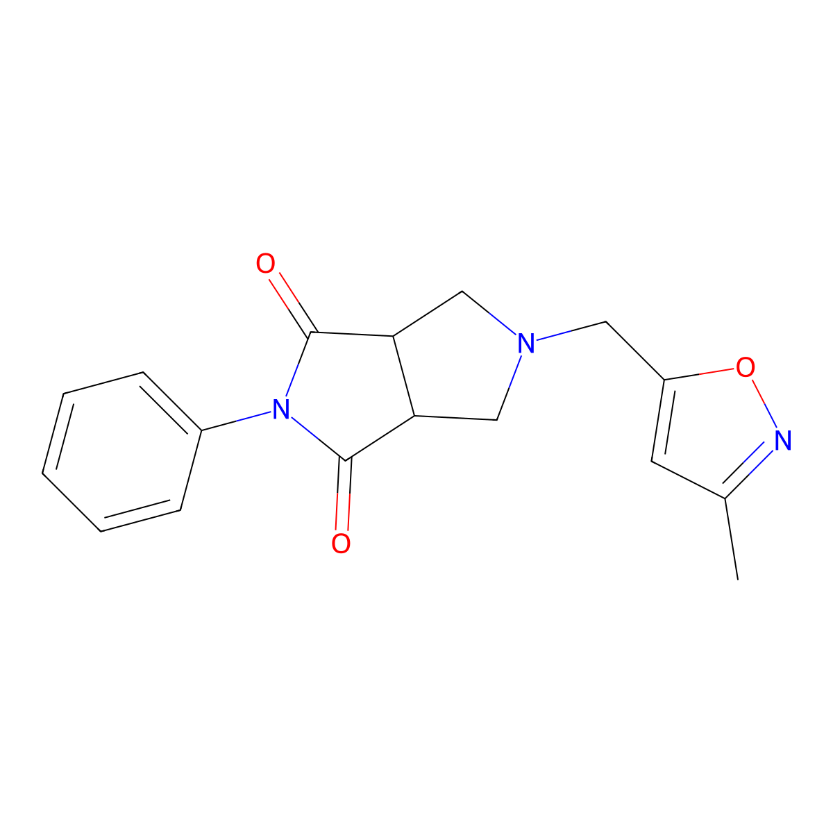 5-[(3-Methyl-1,2-oxazol-5-yl)methyl]-2-phenyl-octahydropyrrolo[3,4-c]pyrrole-1,3-dione molecular structure, CAS 2415530-94-6