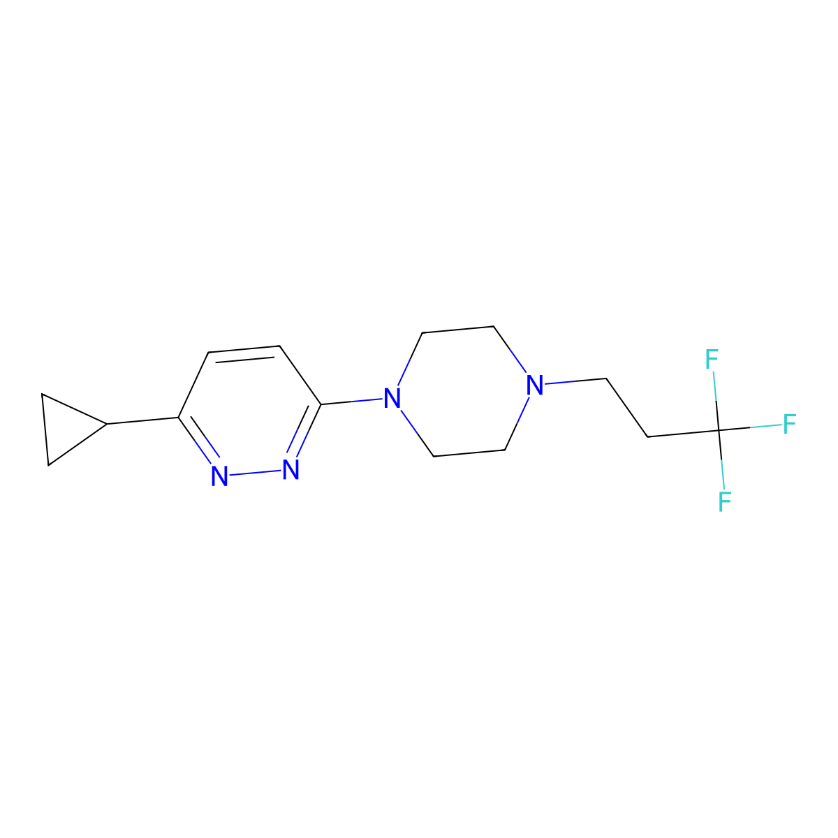 3-Cyclopropyl-6-[4-(3,3,3-trifluoropropyl)piperazin-1-yl]pyridazine molecular structure, CAS 2415530-95-7