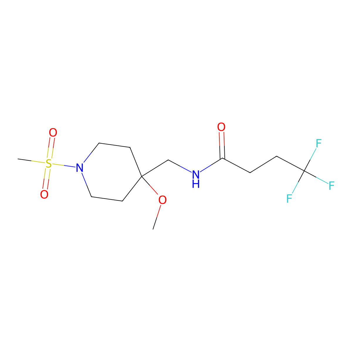 4,4,4-trifluoro-N-[(1-methanesulfonyl-4-methoxypiperidin-4-yl)methyl]butanamide molecular structure, CAS 2415530-98-0