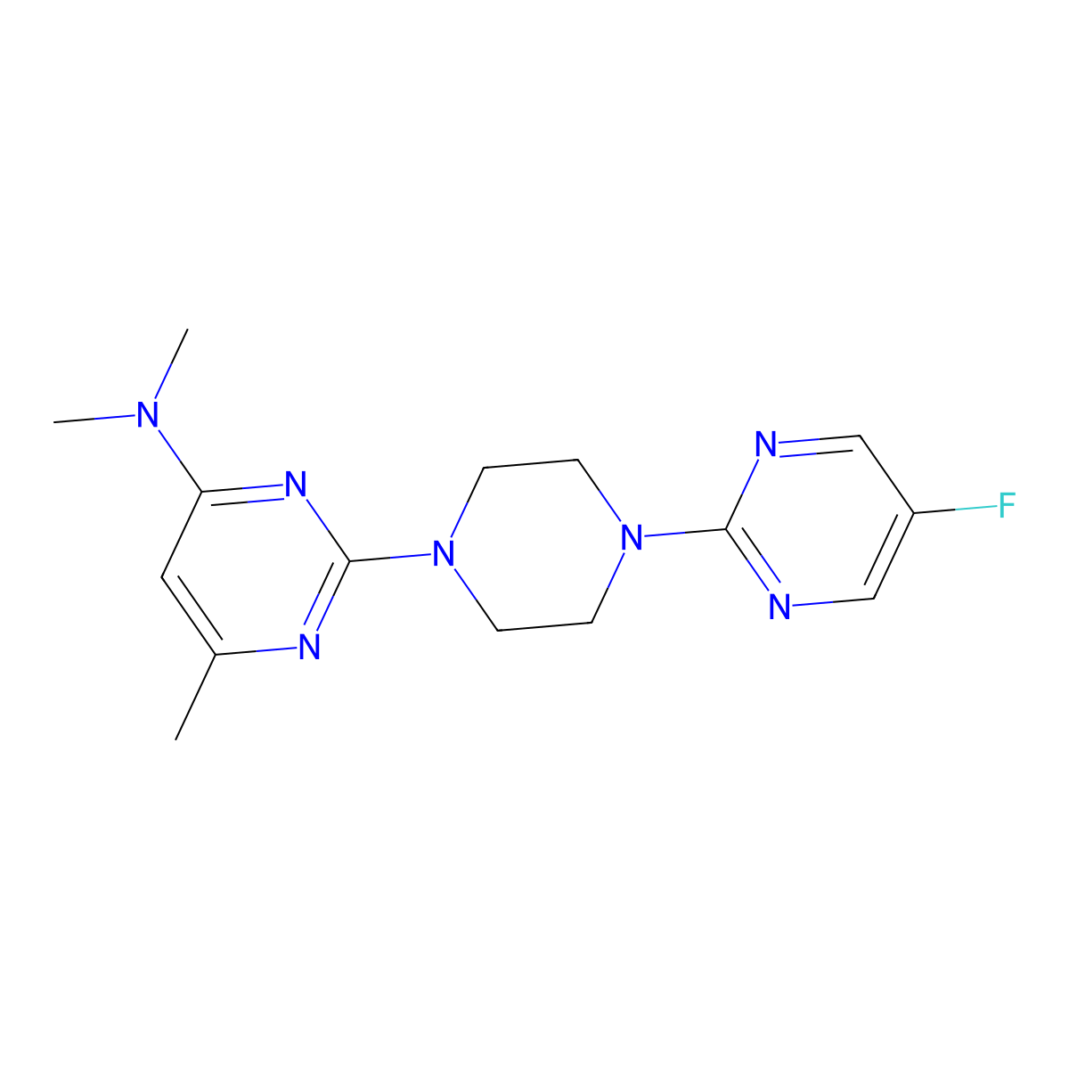 2-[4-(5-fluoropyrimidin-2-yl)piperazin-1-yl]-N,N,6-trimethylpyrimidin-4-amine molecular structure, CAS 2415530-99-1
