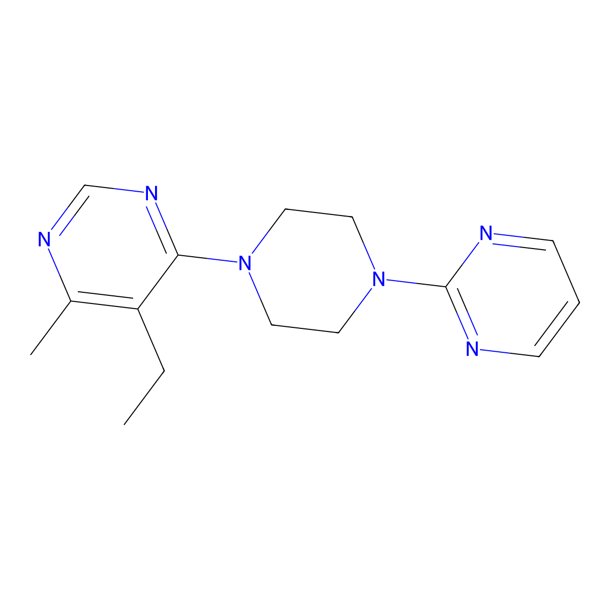 5-Ethyl-4-methyl-6-[4-(pyrimidin-2-yl)piperazin-1-yl]pyrimidine molecular structure, CAS 2415531-09-6