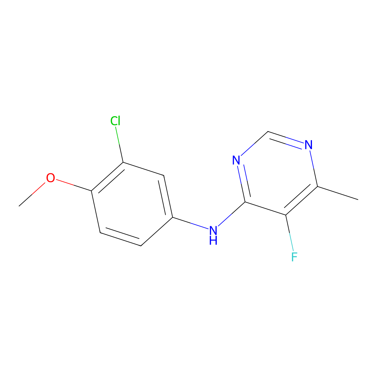 N-(3-Chloro-4-methoxyphenyl)-5-fluoro-6-methylpyrimidin-4-amine molecular structure, CAS 2415531-12-1