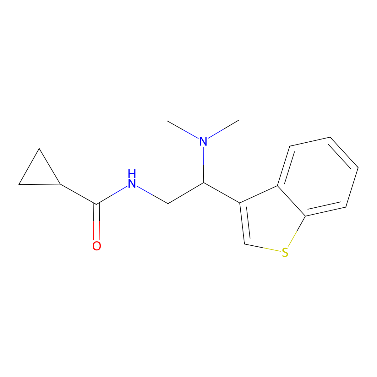 N-[2-(1-benzothiophen-3-yl)-2-(dimethylamino)ethyl]cyclopropanecarboxamide molecular structure, CAS 2415531-22-3