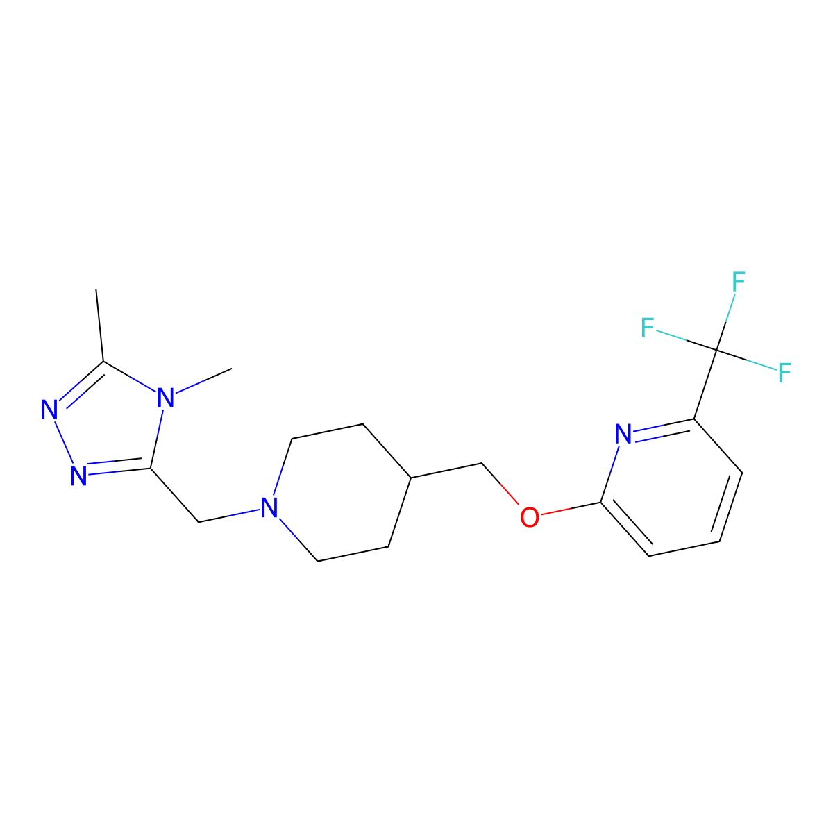 2-({1-[(4,5-dimethyl-4H-1,2,4-triazol-3-yl)methyl]piperidin-4-yl}methoxy)-6-(trifluoromethyl)pyridine molecular structure, CAS 2415531-23-4