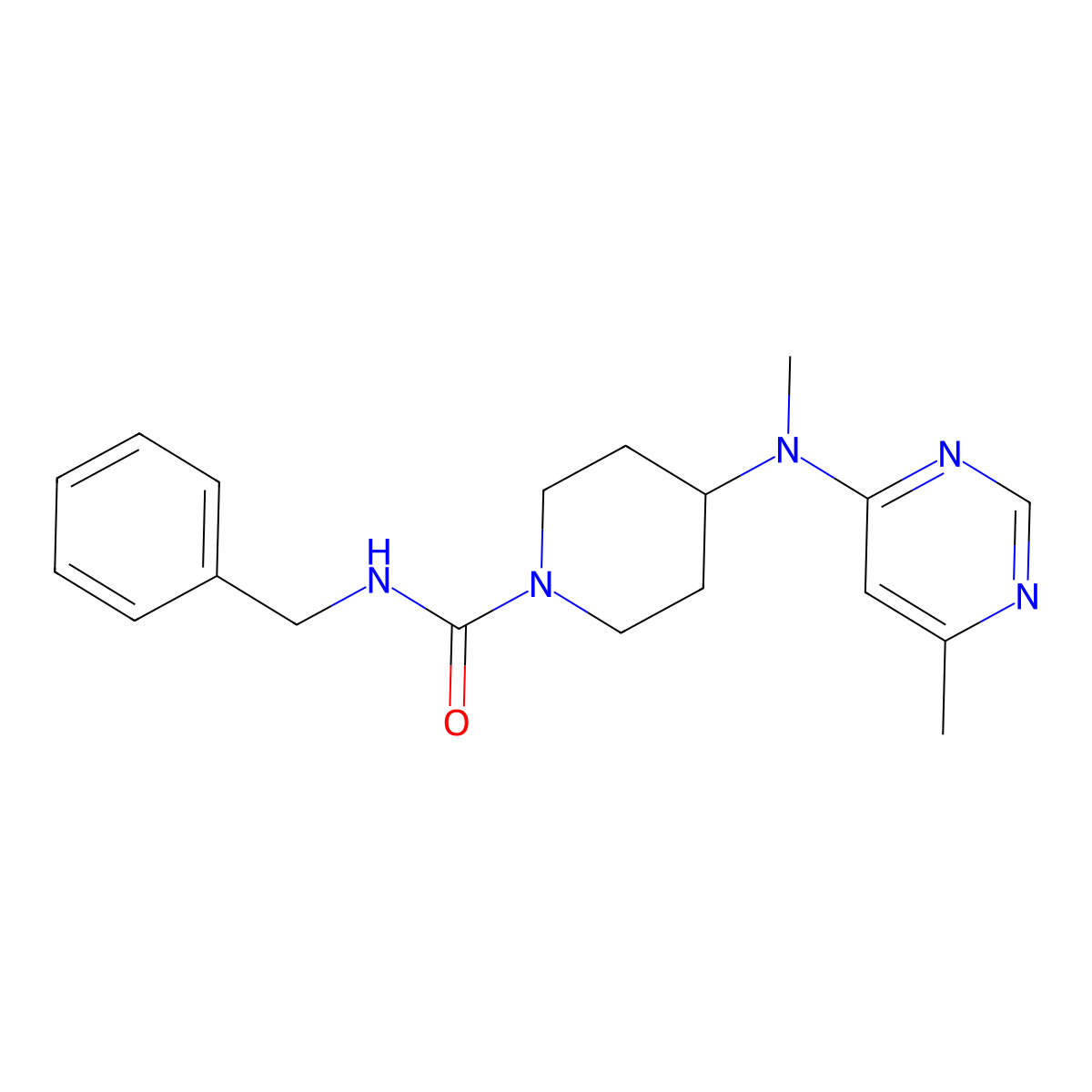N-benzyl-4-[methyl(6-methylpyrimidin-4-yl)amino]piperidine-1-carboxamide molecular structure, CAS 2415531-25-6