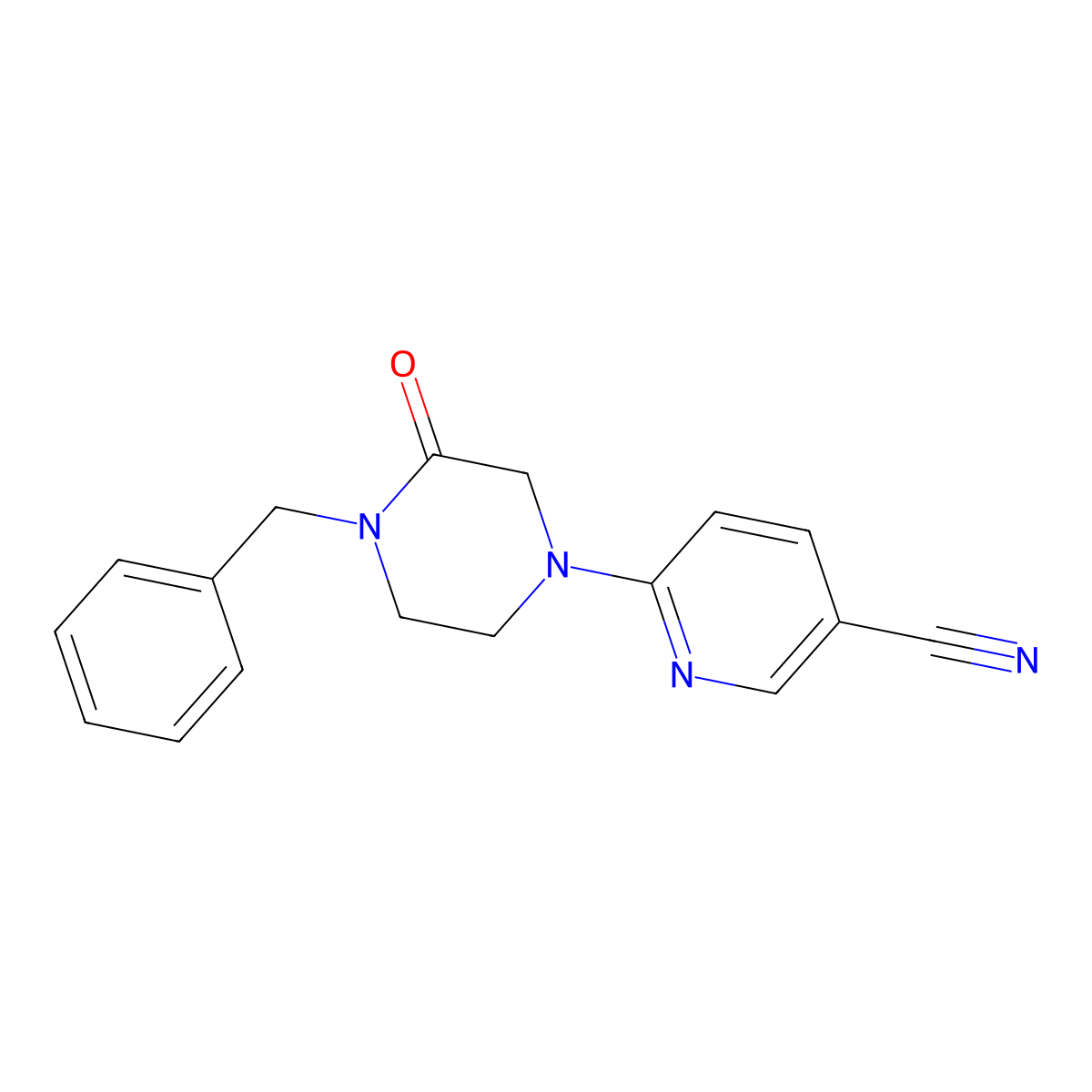 6-(4-Benzyl-3-oxopiperazin-1-yl)pyridine-3-carbonitrile molecular structure, CAS 2415531-32-5