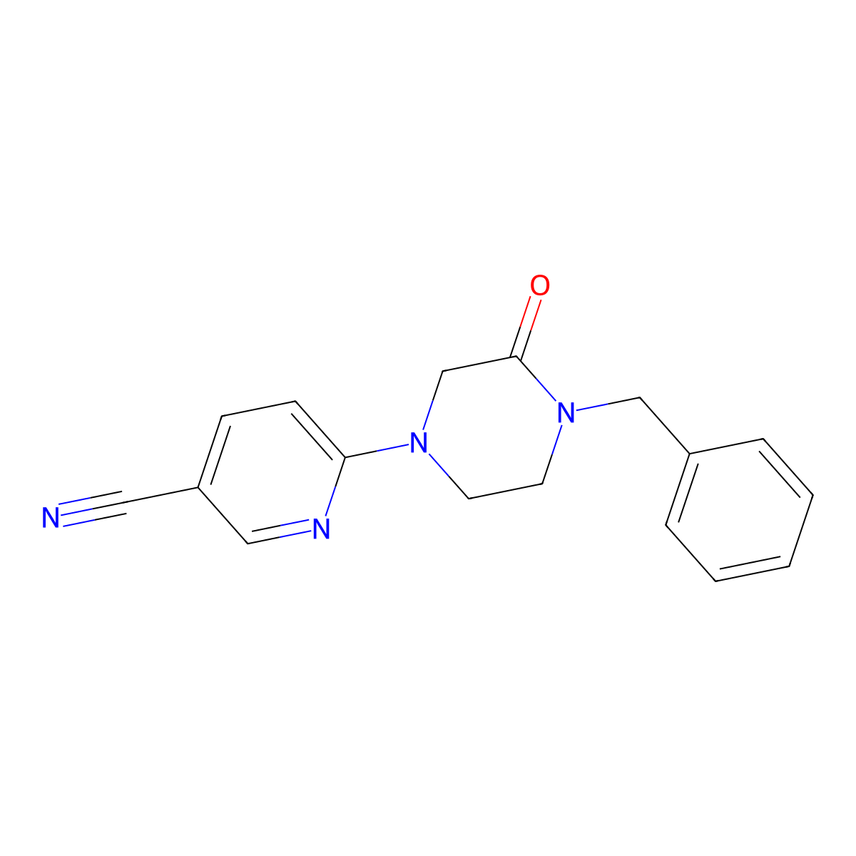 6-(4-Benzyl-3-oxopiperazin-1-yl)pyridine-3-carbonitrile molecular structure, CAS 2415531-32-5