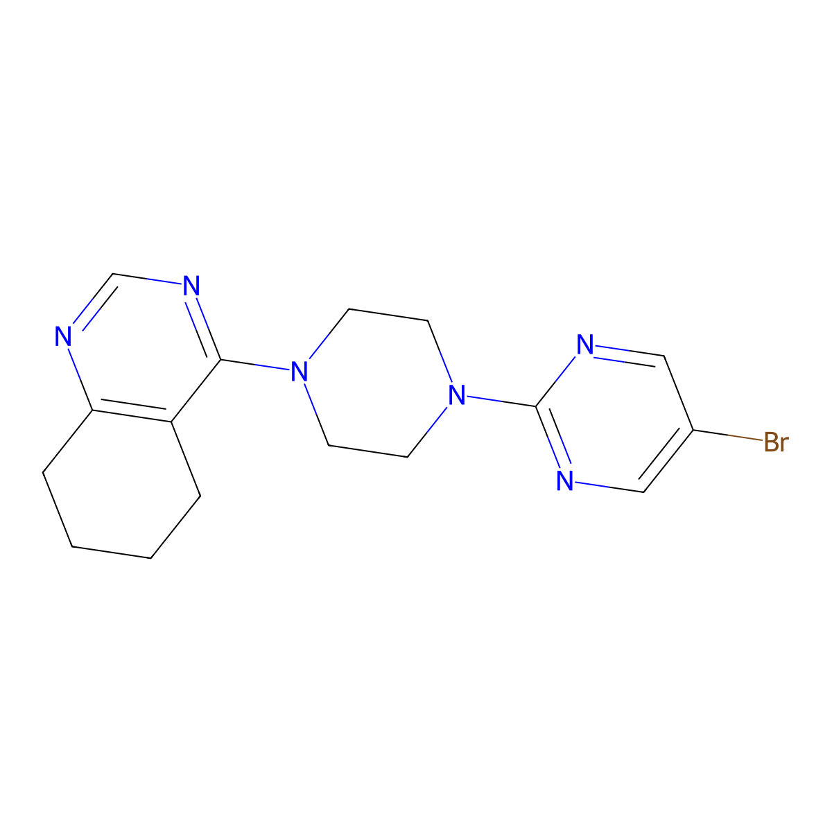 4-[4-(5-Bromopyrimidin-2-yl)piperazin-1-yl]-5,6,7,8-tetrahydroquinazoline molecular structure, CAS 2415531-33-6
