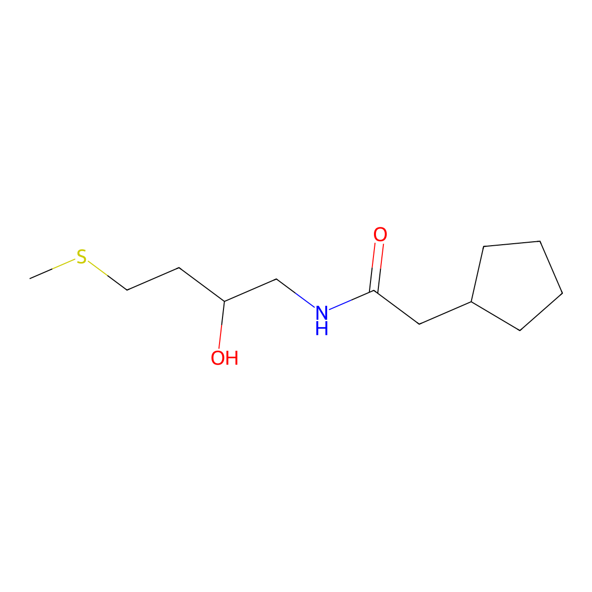 2-cyclopentyl-N-[2-hydroxy-4-(methylsulfanyl)butyl]acetamide molecular structure, CAS 2415531-37-0