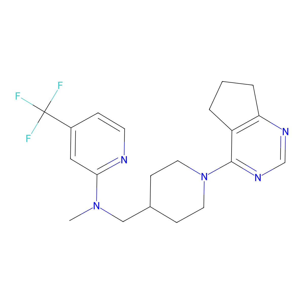 N-[(1-{5H,6H,7H-cyclopenta[d]pyrimidin-4-yl}piperidin-4-yl)methyl]-N-methyl-4-(trifluoromethyl)pyridin-2-amine molecular structure, CAS 2415531-38-1
