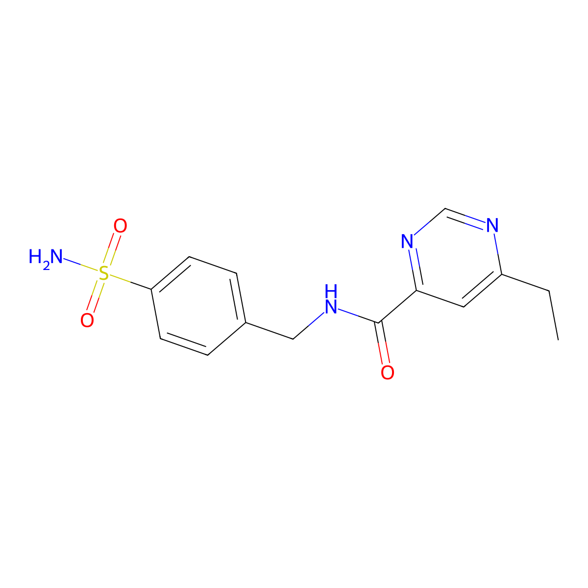 6-ethyl-N-[(4-sulfamoylphenyl)methyl]pyrimidine-4-carboxamide molecular structure, CAS 2415531-41-6