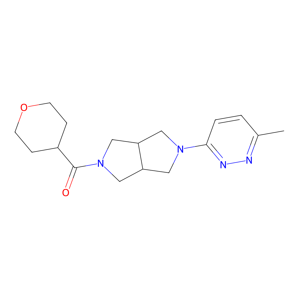3-Methyl-6-[5-(oxane-4-carbonyl)-octahydropyrrolo[3,4-c]pyrrol-2-yl]pyridazine molecular structure, CAS 2415531-42-7