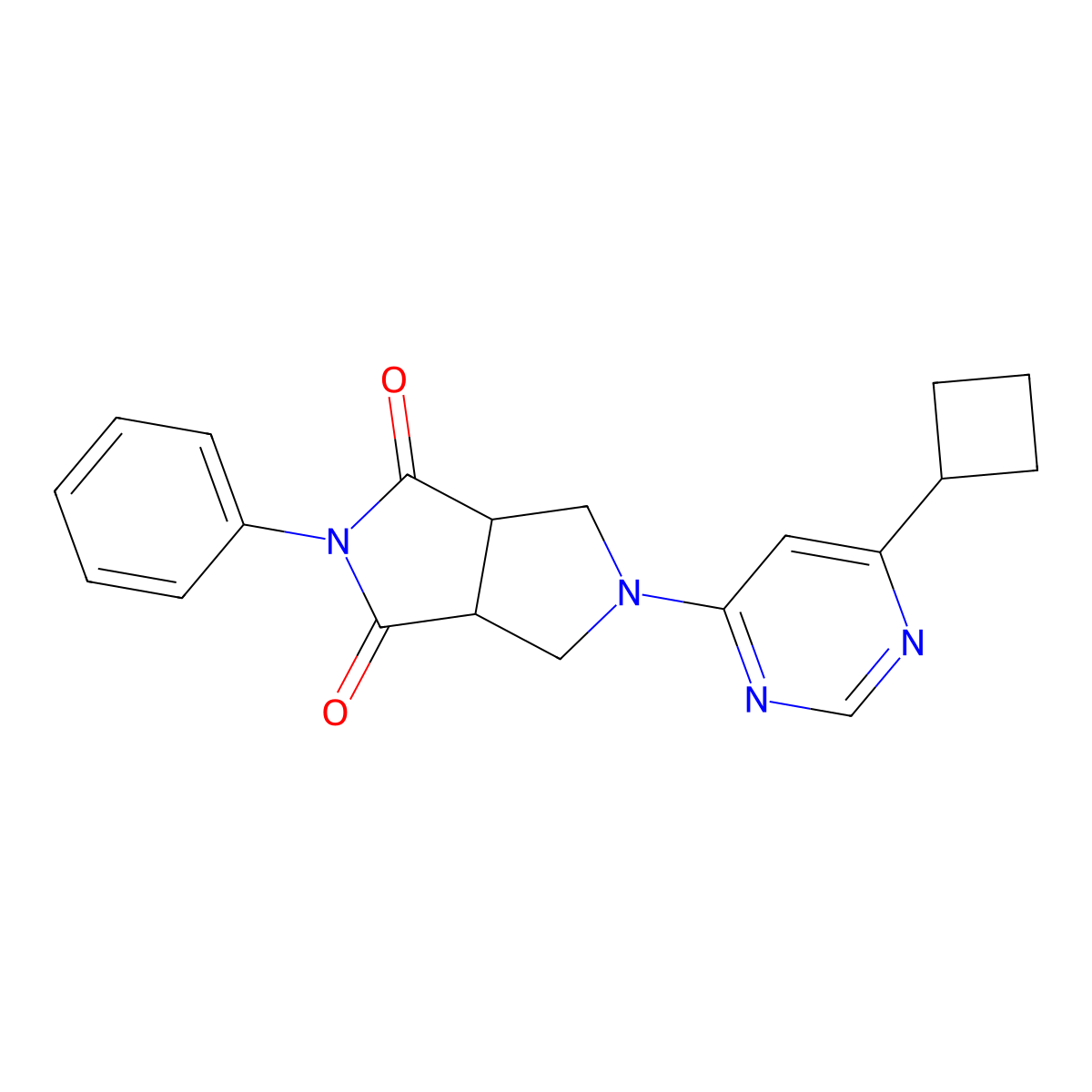 5-(6-Cyclobutylpyrimidin-4-yl)-2-phenyl-octahydropyrrolo[3,4-c]pyrrole-1,3-dione molecular structure, CAS 2415531-43-8