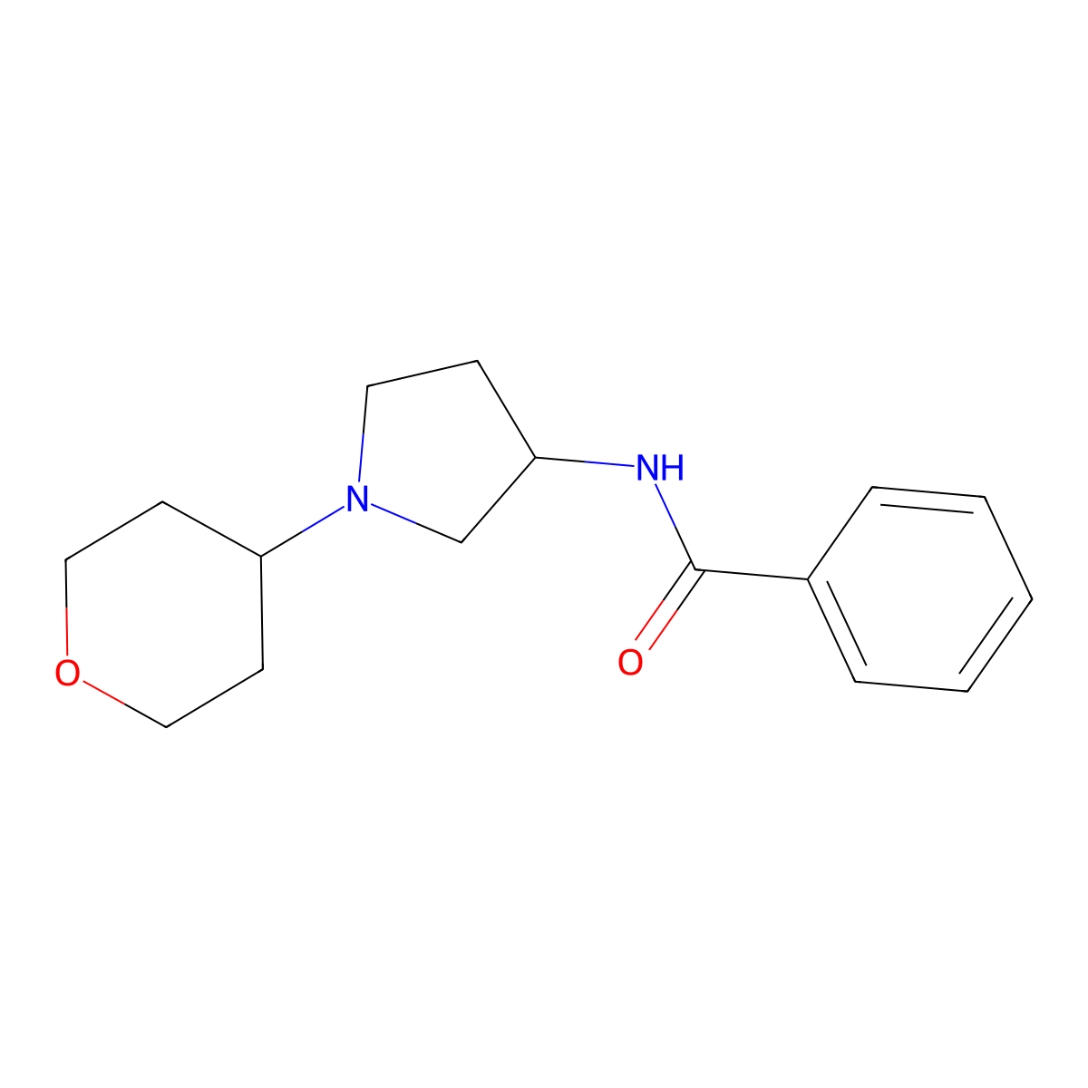 N-[1-(Oxan-4-yl)pyrrolidin-3-yl]benzamide molecular structure, CAS 2415531-44-9