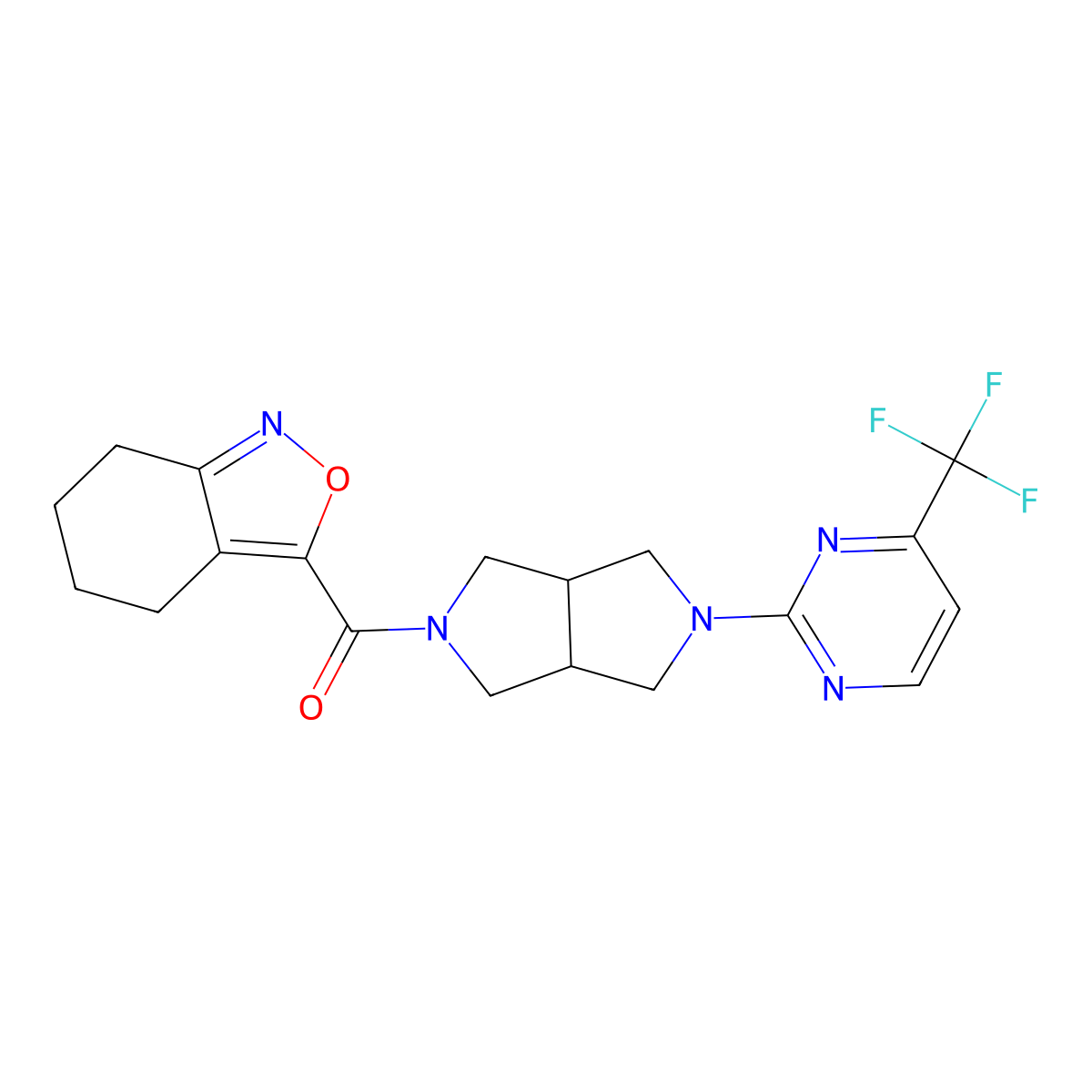 3-{5-[4-(Trifluoromethyl)pyrimidin-2-yl]-octahydropyrrolo[3,4-c]pyrrole-2-carbonyl}-4,5,6,7-tetrahydro-2,1-benzoxazole molecular structure, CAS 2415531-50-7