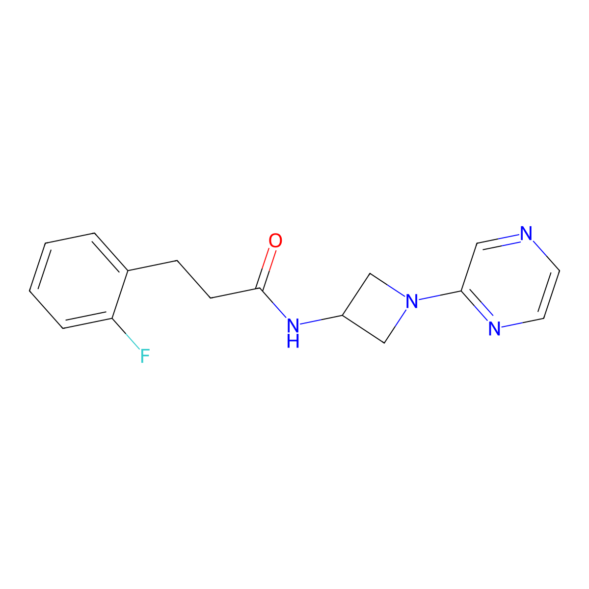 3-(2-fluorophenyl)-N-[1-(pyrazin-2-yl)azetidin-3-yl]propanamide molecular structure, CAS 2415531-54-1