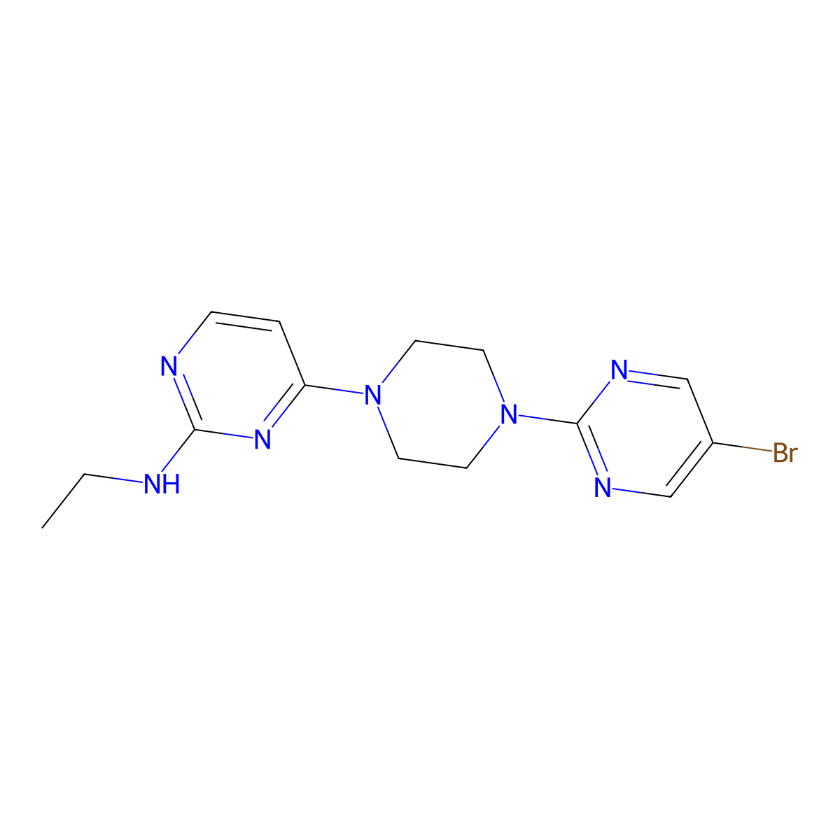 4-[4-(5-bromopyrimidin-2-yl)piperazin-1-yl]-N-ethylpyrimidin-2-amine molecular structure, CAS 2415531-58-5
