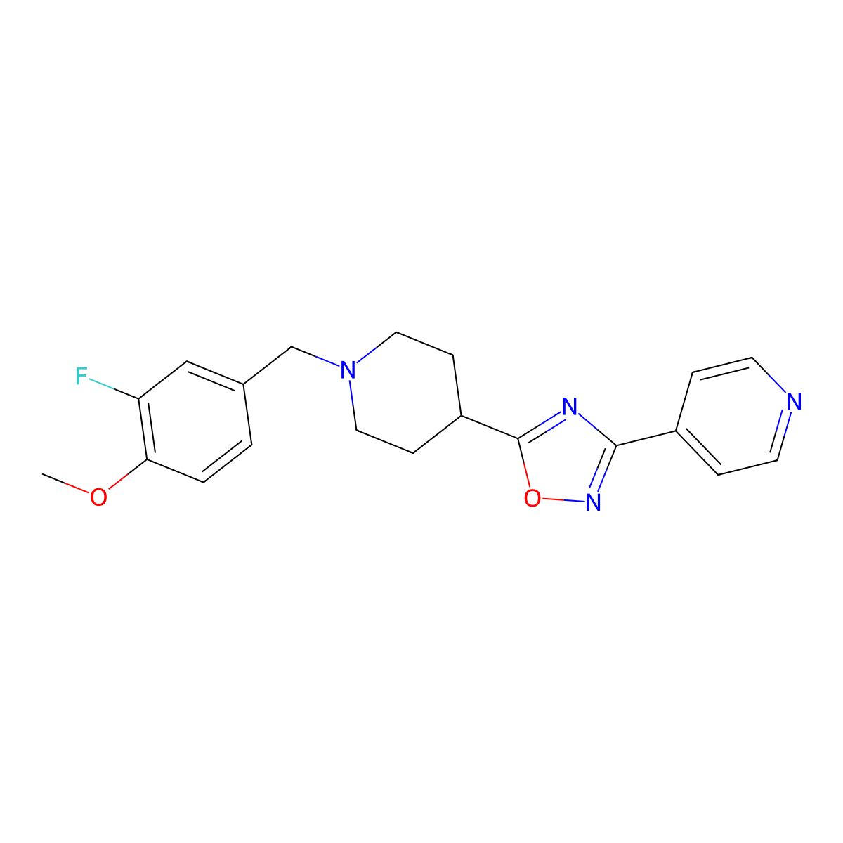 4-(5-{1-[(3-Fluoro-4-methoxyphenyl)methyl]piperidin-4-yl}-1,2,4-oxadiazol-3-yl)pyridine molecular structure, CAS 2415531-62-1