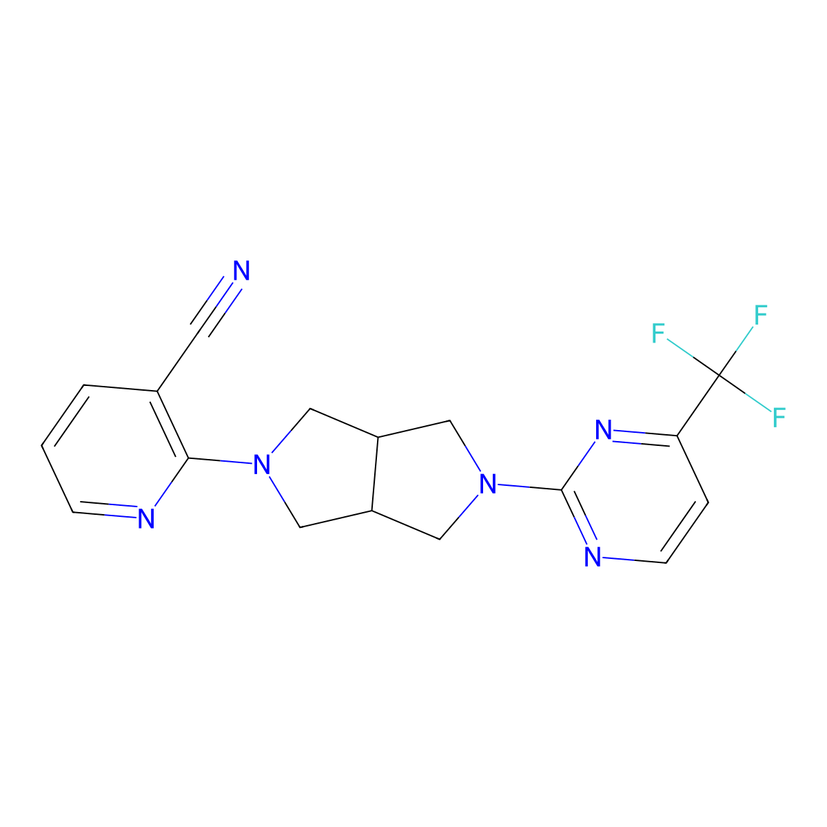 2-{5-[4-(Trifluoromethyl)pyrimidin-2-yl]-octahydropyrrolo[3,4-c]pyrrol-2-yl}pyridine-3-carbonitrile molecular structure, CAS 2415531-74-5