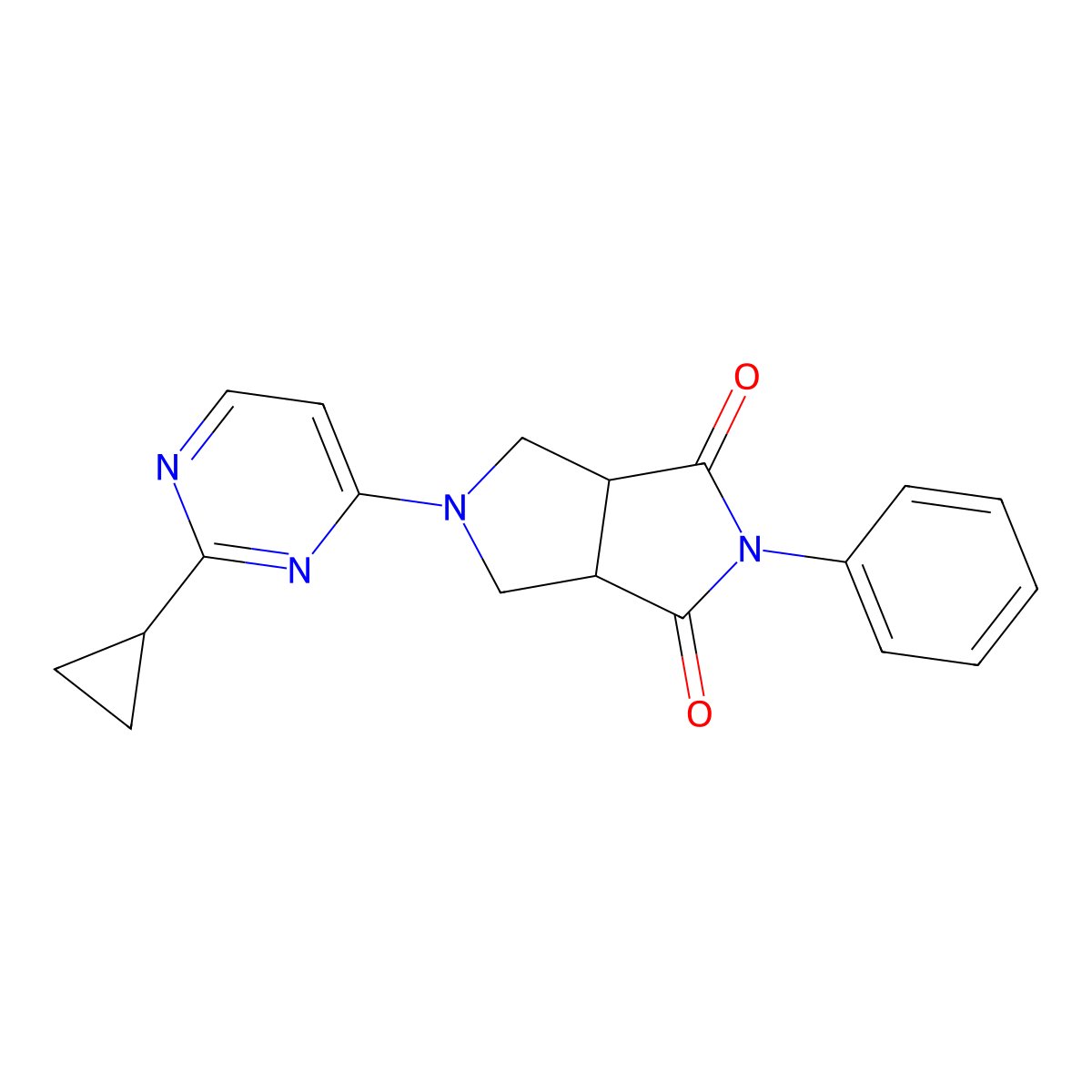 5-(2-Cyclopropylpyrimidin-4-yl)-2-phenyl-octahydropyrrolo[3,4-c]pyrrole-1,3-dione molecular structure, CAS 2415531-78-9