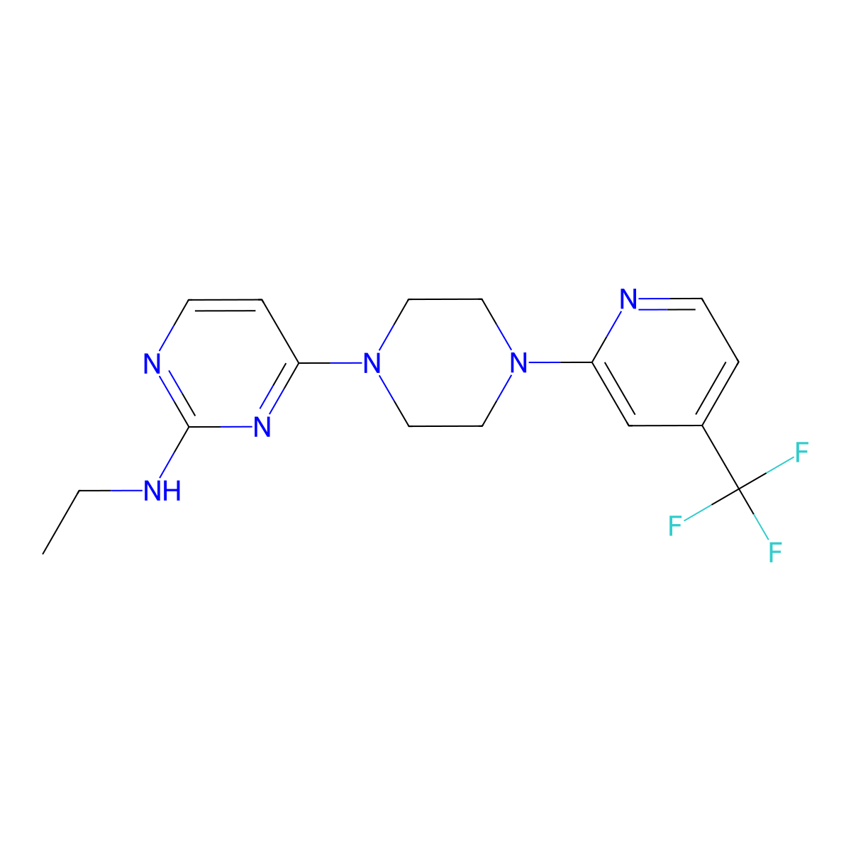 N-ethyl-4-{4-[4-(trifluoromethyl)pyridin-2-yl]piperazin-1-yl}pyrimidin-2-amine molecular structure, CAS 2415531-81-4