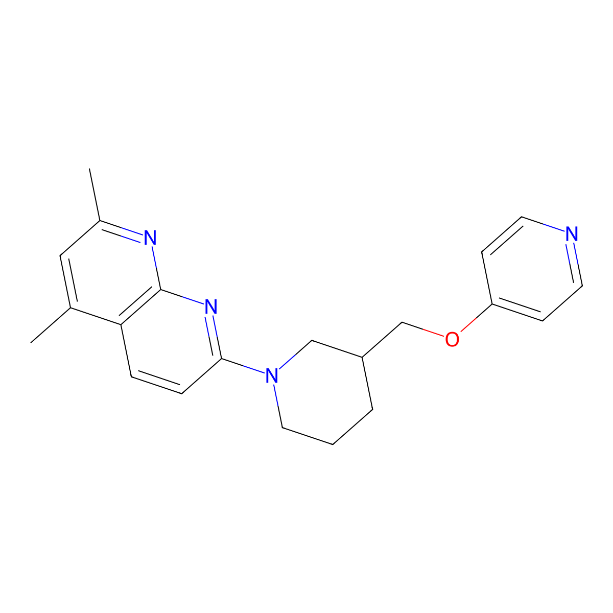 2,4-Dimethyl-7-{3-[(pyridin-4-yloxy)methyl]piperidin-1-yl}-1,8-naphthyridine molecular structure, CAS 2415531-82-5