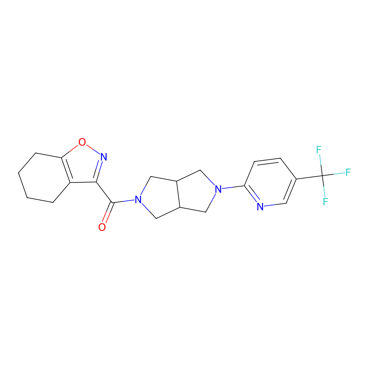 3-{5-[5-(Trifluoromethyl)pyridin-2-yl]-octahydropyrrolo[3,4-c]pyrrole-2-carbonyl}-4,5,6,7-tetrahydro-1,2-benzoxazole molecular structure, CAS 2415531-85-8