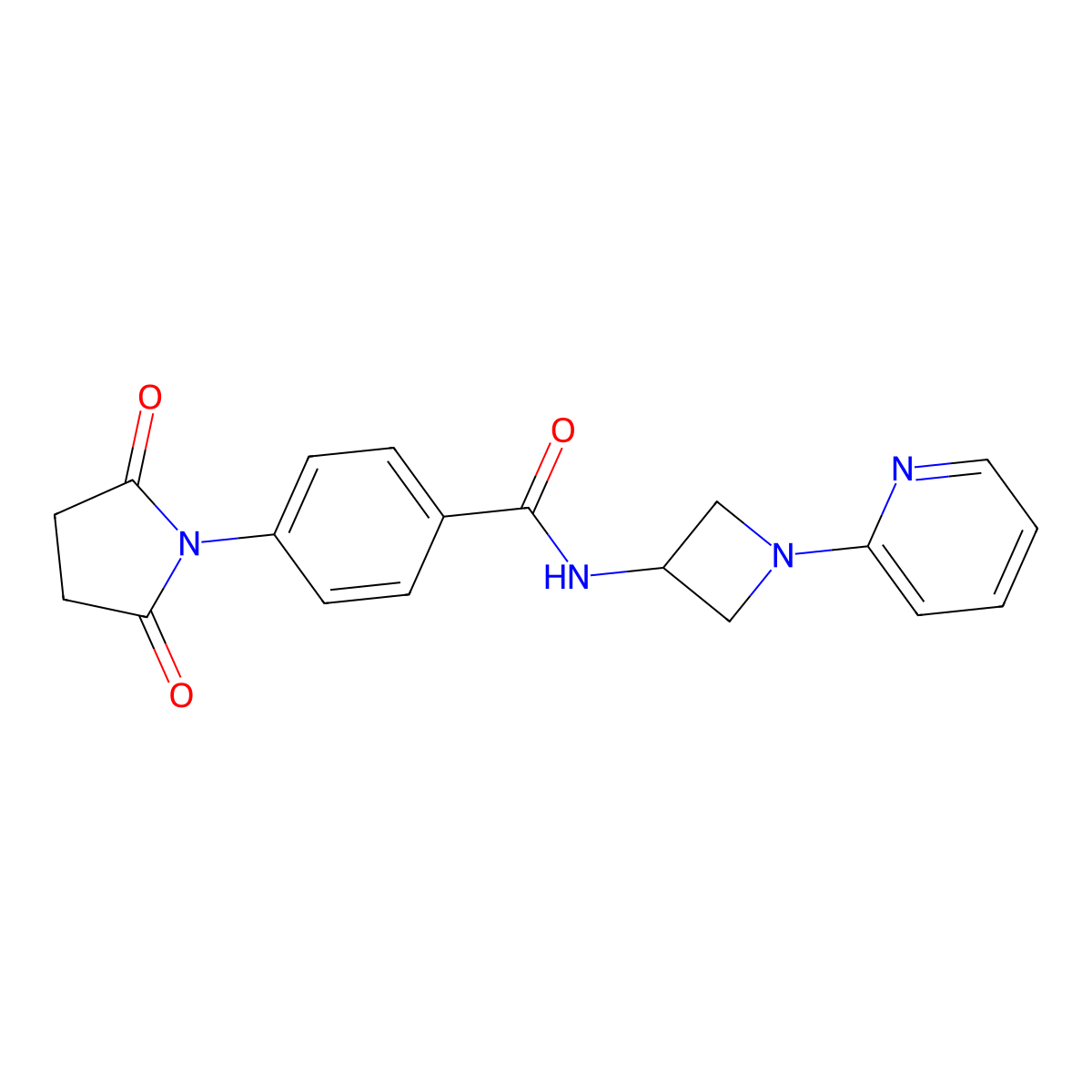 4-(2,5-dioxopyrrolidin-1-yl)-N-[1-(pyridin-2-yl)azetidin-3-yl]benzamide molecular structure, CAS 2415531-87-0