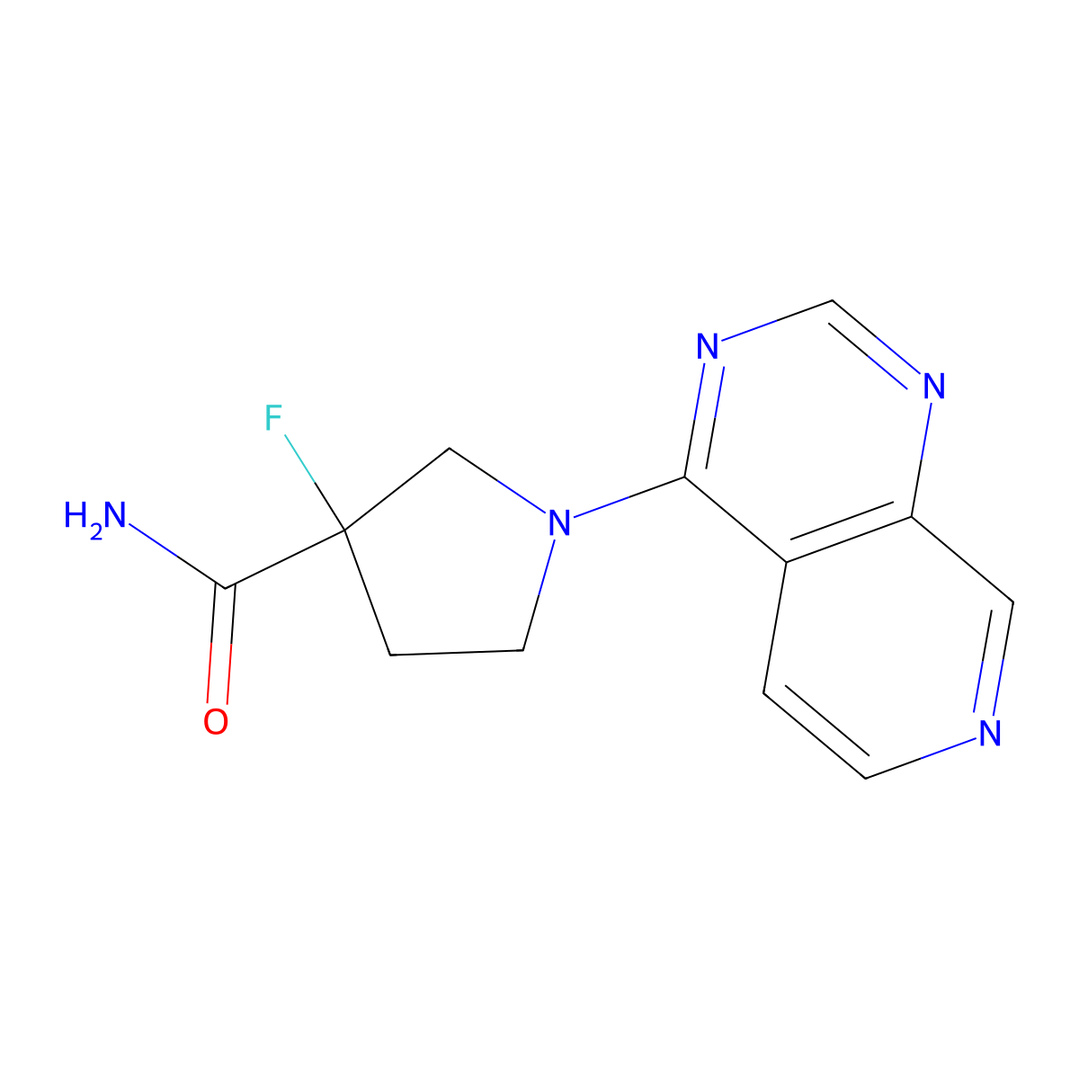 3-Fluoro-1-{pyrido[3,4-d]pyrimidin-4-yl}pyrrolidine-3-carboxamide molecular structure, CAS 2415531-94-9