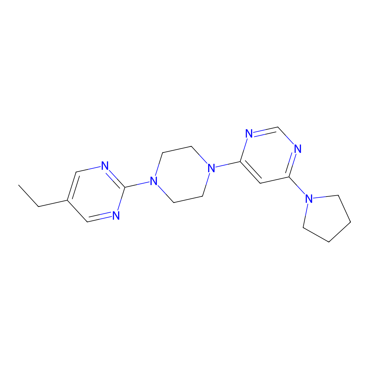 4-[4-(5-Ethylpyrimidin-2-yl)piperazin-1-yl]-6-(pyrrolidin-1-yl)pyrimidine molecular structure, CAS 2415531-96-1