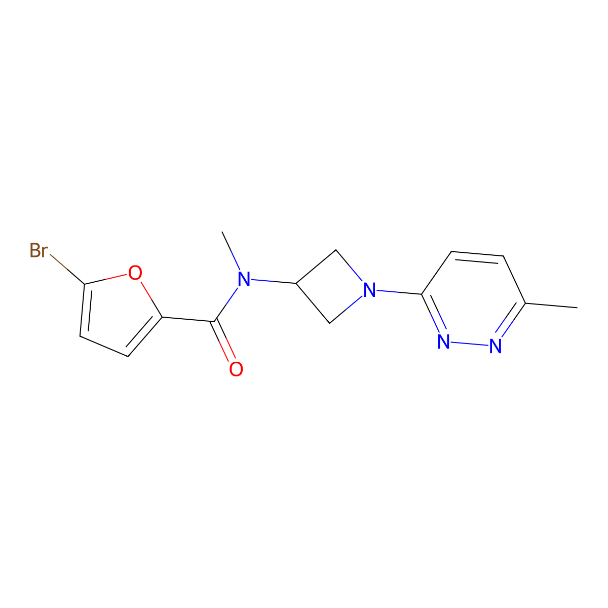 5-bromo-N-methyl-N-[1-(6-methylpyridazin-3-yl)azetidin-3-yl]furan-2-carboxamide molecular structure, CAS 2415531-97-2