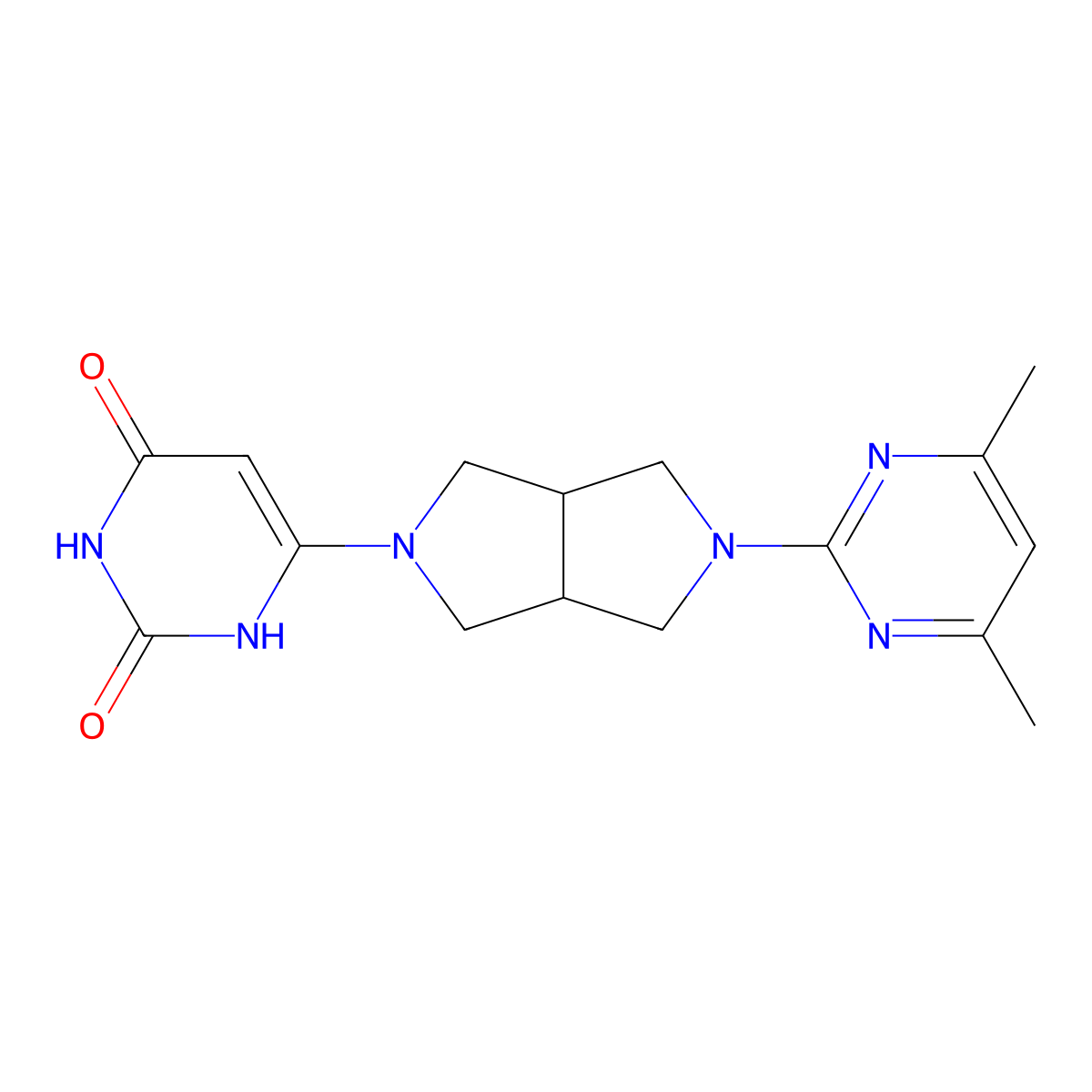 6-[5-(4,6-Dimethylpyrimidin-2-yl)-octahydropyrrolo[3,4-c]pyrrol-2-yl]-1,2,3,4-tetrahydropyrimidine-2,4-dione molecular structure, CAS 2415532-04-4