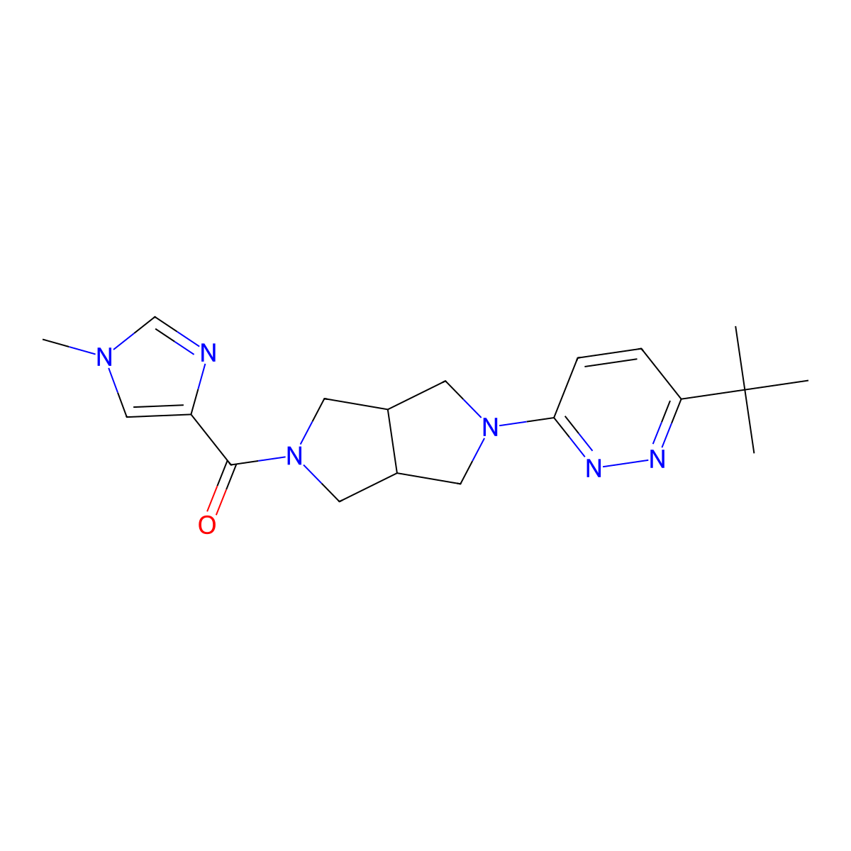 3-tert-butyl-6-[5-(1-methyl-1H-imidazole-4-carbonyl)-octahydropyrrolo[3,4-c]pyrrol-2-yl]pyridazine molecular structure, CAS 2415532-07-7