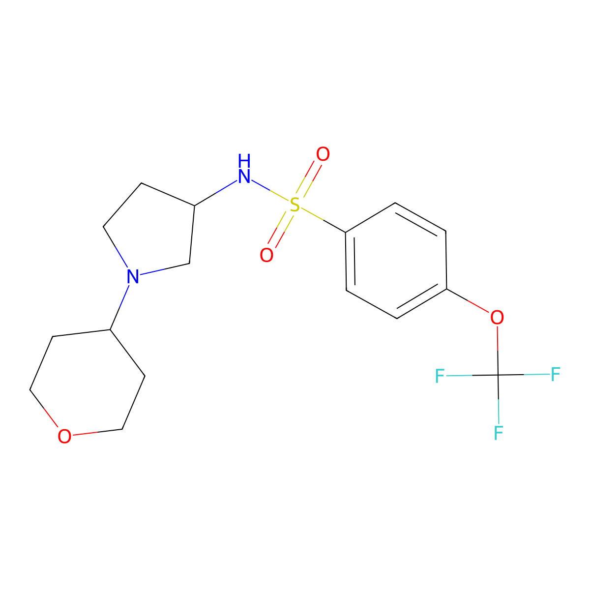 N-[1-(oxan-4-yl)pyrrolidin-3-yl]-4-(trifluoromethoxy)benzene-1-sulfonamide molecular structure, CAS 2415532-08-8