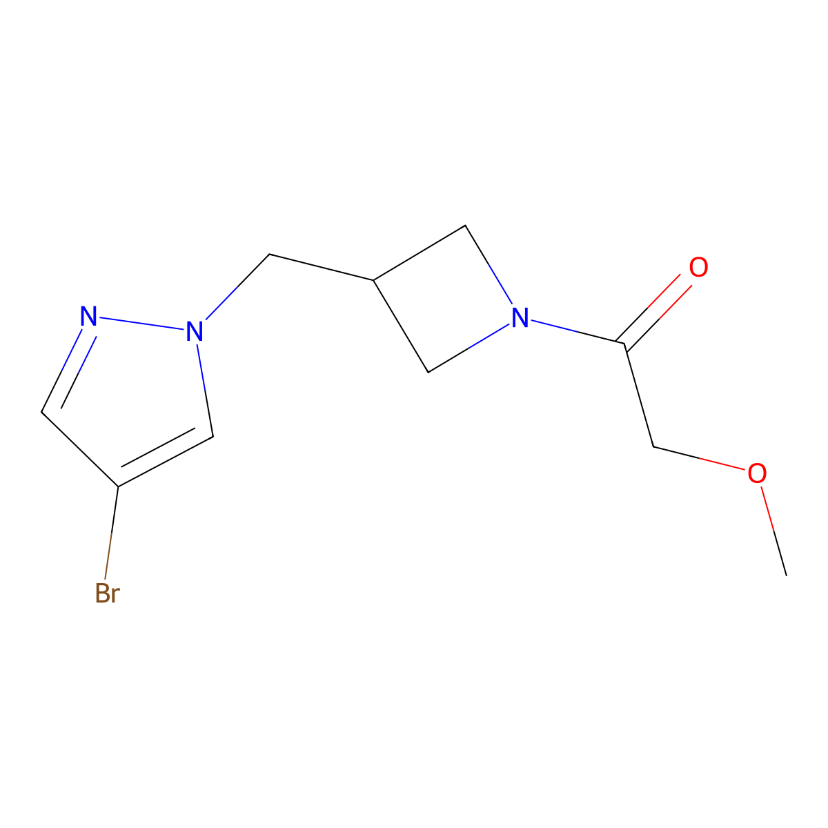 1-{3-[(4-bromo-1H-pyrazol-1-yl)methyl]azetidin-1-yl}-2-methoxyethan-1-one molecular structure, CAS 2415532-09-9