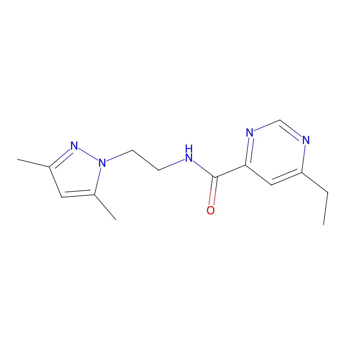 N-[2-(3,5-dimethyl-1H-pyrazol-1-yl)ethyl]-6-ethylpyrimidine-4-carboxamide molecular structure, CAS 2415532-11-3