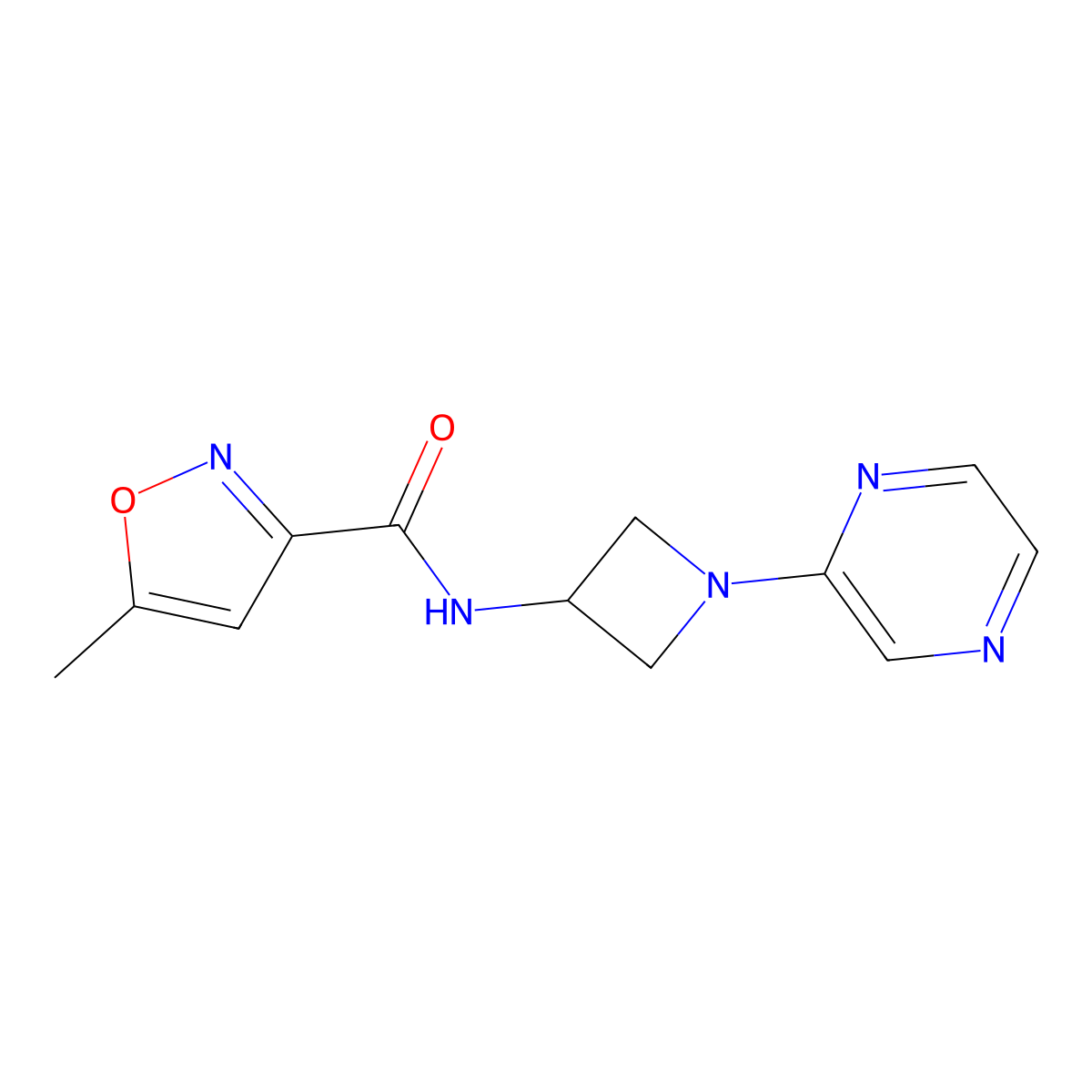 5-methyl-N-[1-(pyrazin-2-yl)azetidin-3-yl]-1,2-oxazole-3-carboxamide molecular structure, CAS 2415532-20-4