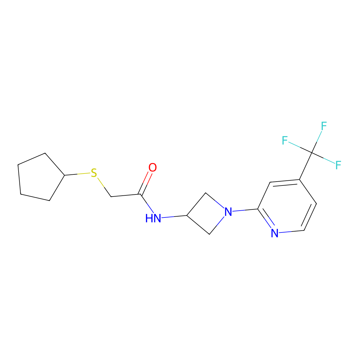2-(cyclopentylsulfanyl)-N-{1-[4-(trifluoromethyl)pyridin-2-yl]azetidin-3-yl}acetamide molecular structure, CAS 2415532-24-8