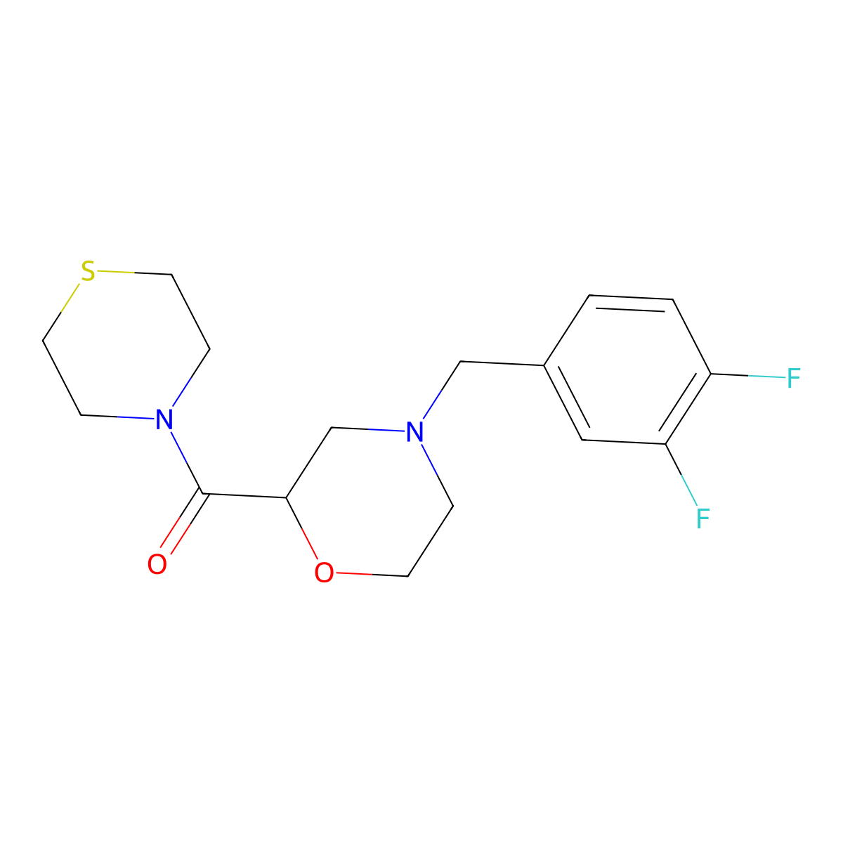 4-[(3,4-Difluorophenyl)methyl]-2-(thiomorpholine-4-carbonyl)morpholine molecular structure, CAS 2415532-29-3
